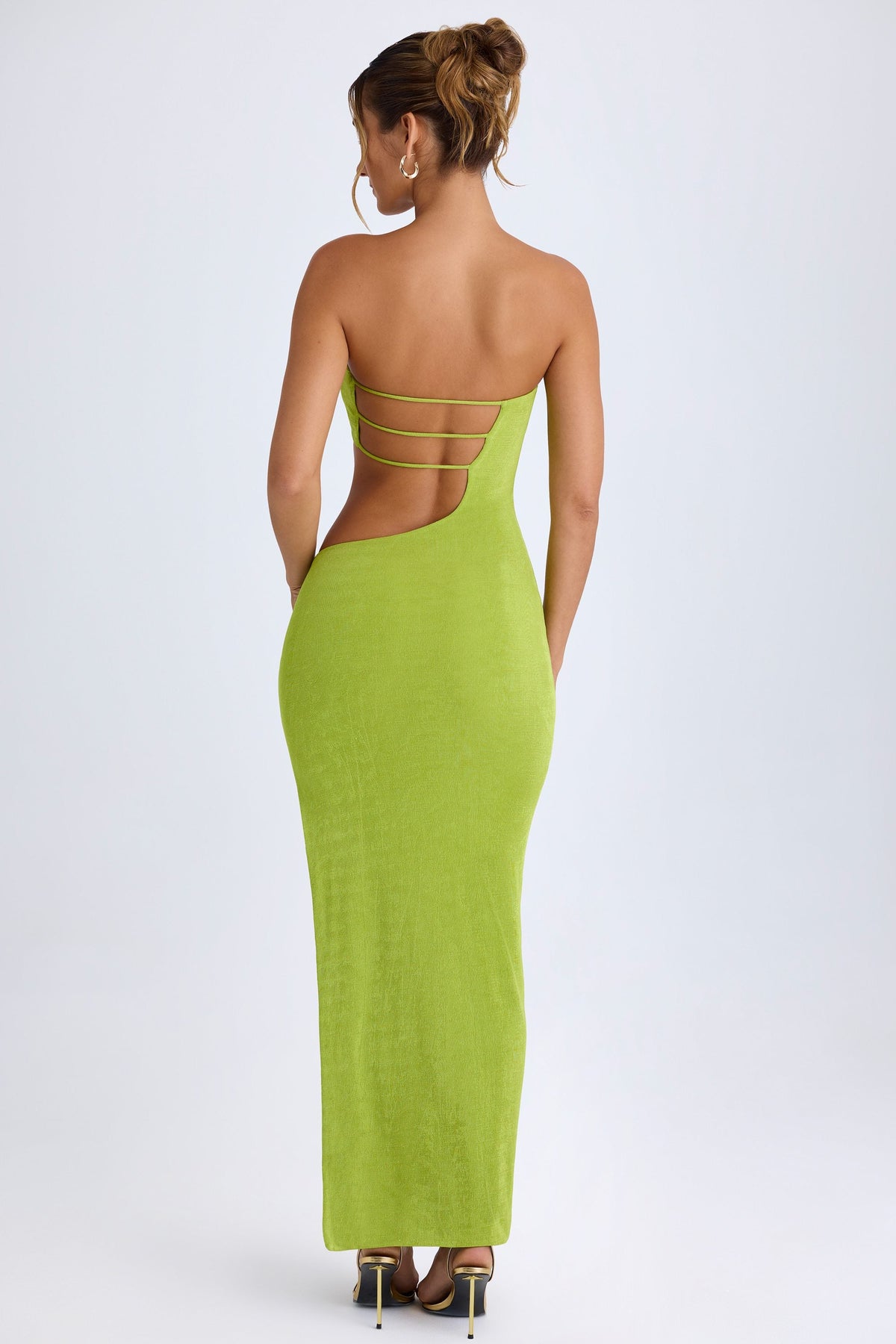 Belavie Kaikoe Cut-Out Bandeau Maxi Dress in Pear Green
