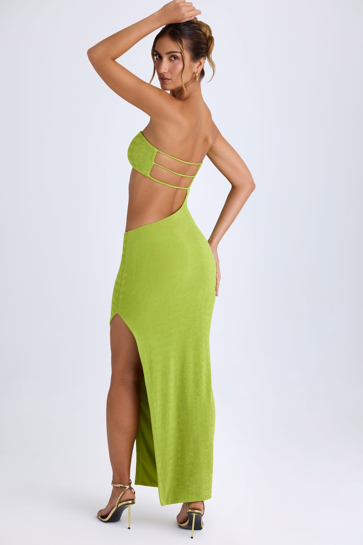 Belavie Kaikoe Cut-Out Bandeau Maxi Dress in Pear Green