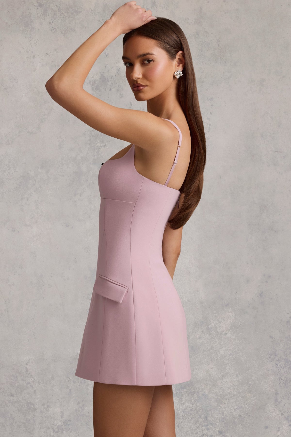 Belavie Zarine Cut-Out Structured A-Line Mini Dress in Mauve