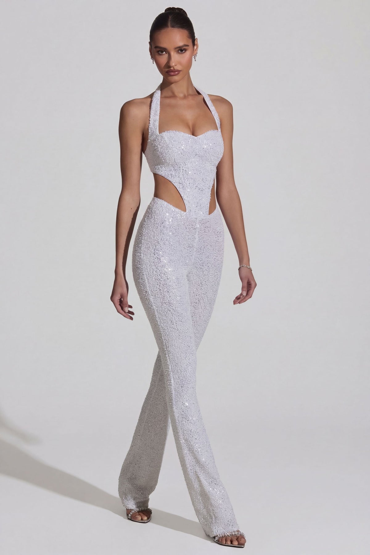 Belavie Coralene Embellished Cut-Out Jumpsuit in White