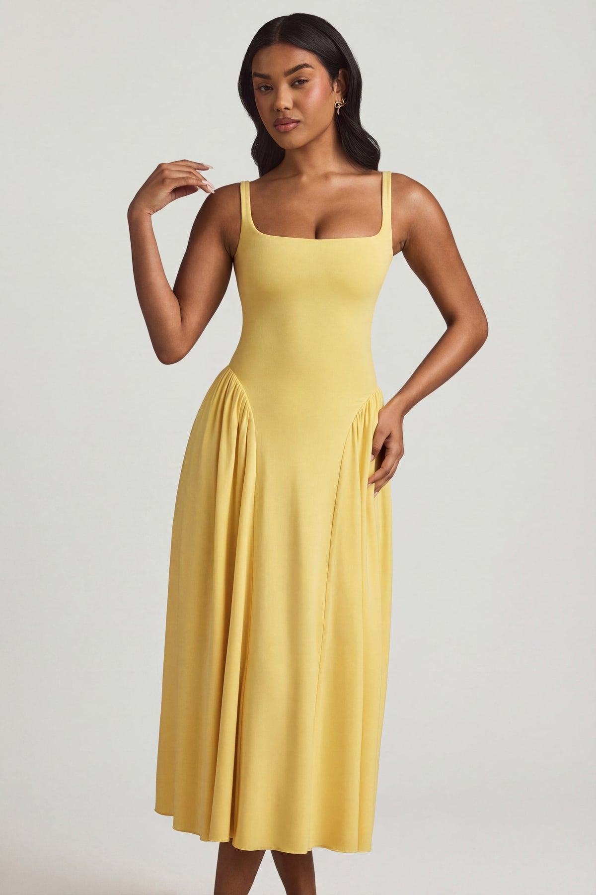 Belavie Airean Modal A-Line Midaxi Dress in Pastel Yellow
