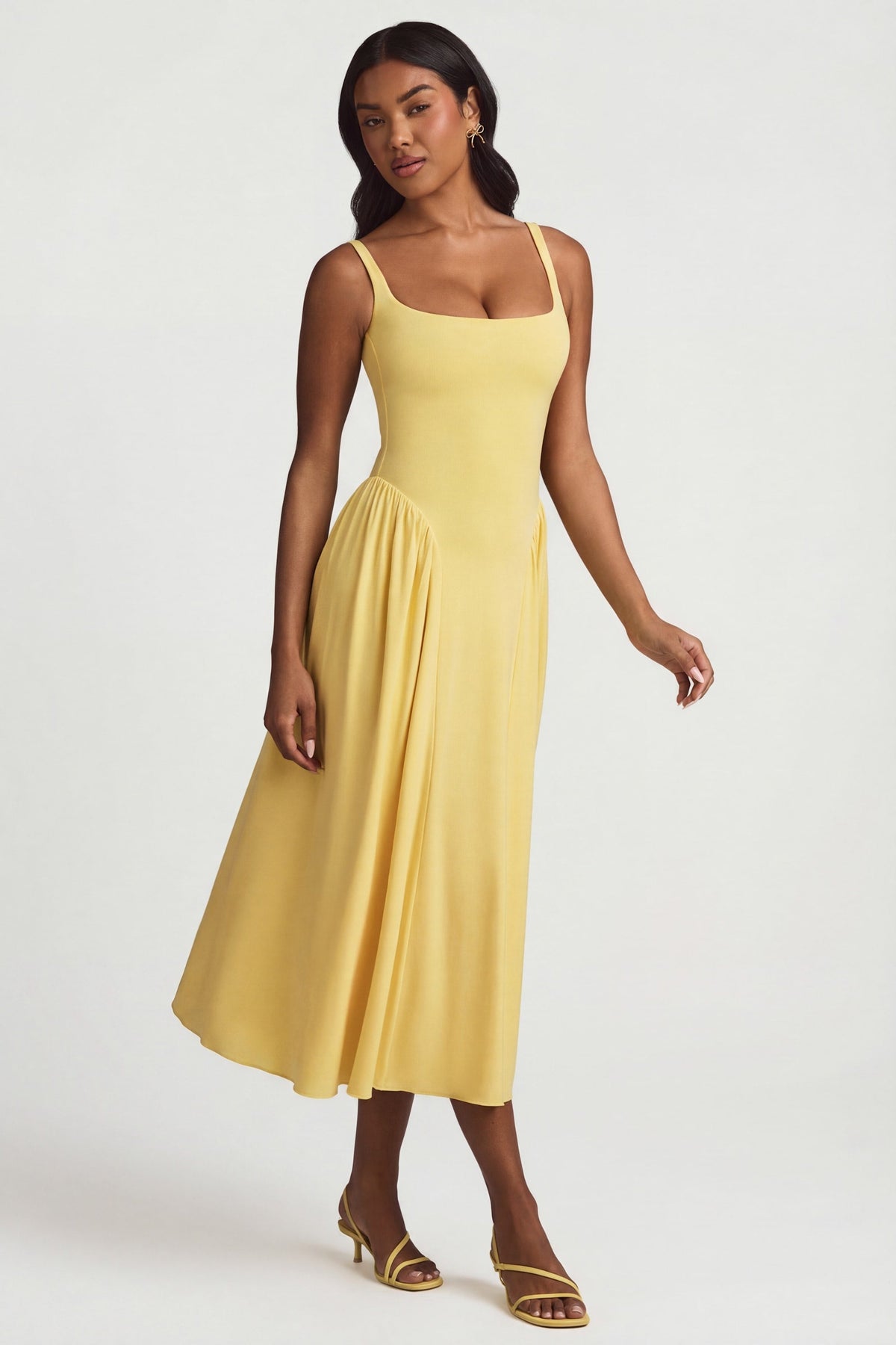 Belavie Airean Modal A-Line Midaxi Dress in Pastel Yellow