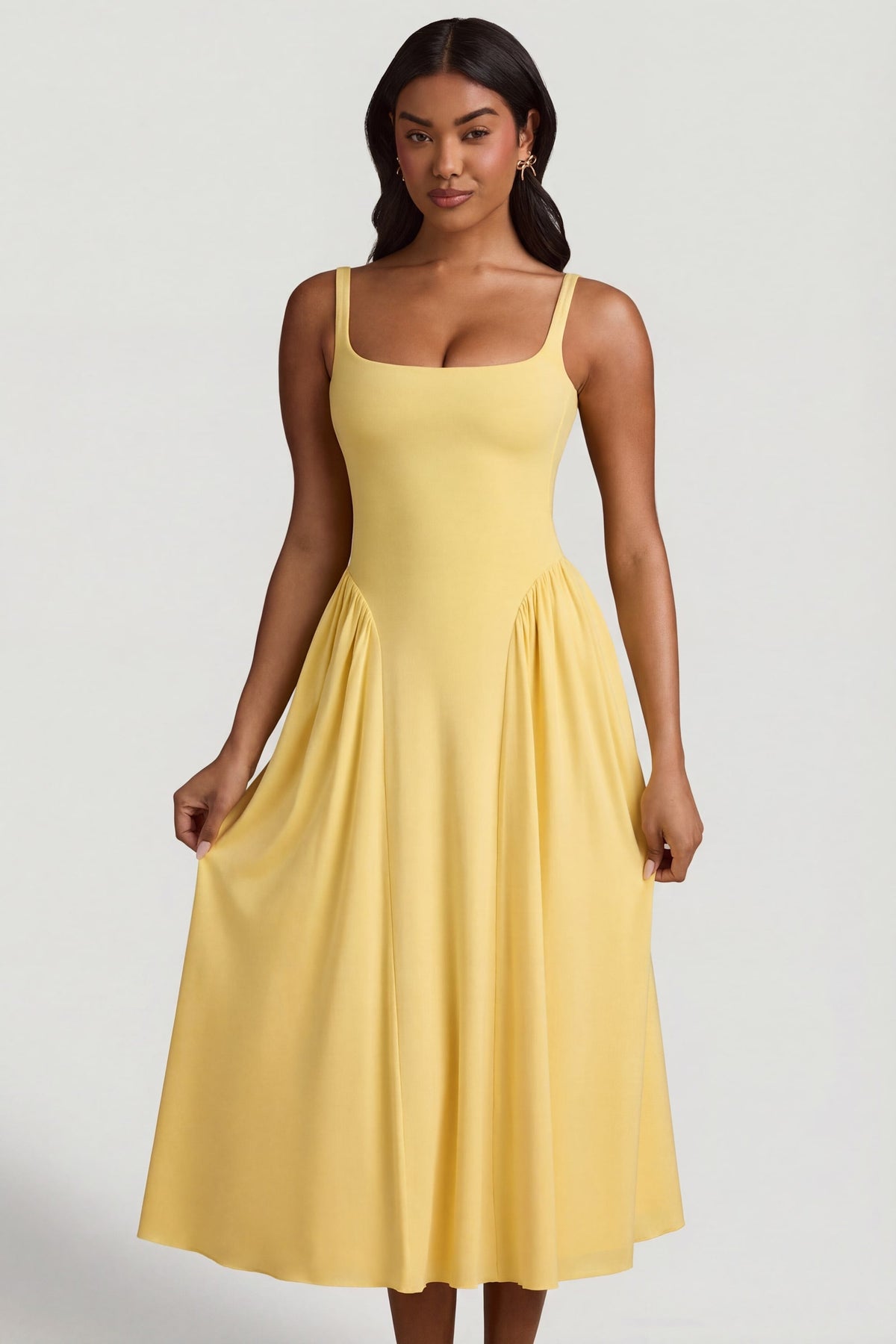Belavie Airean Modal A-Line Midaxi Dress in Pastel Yellow