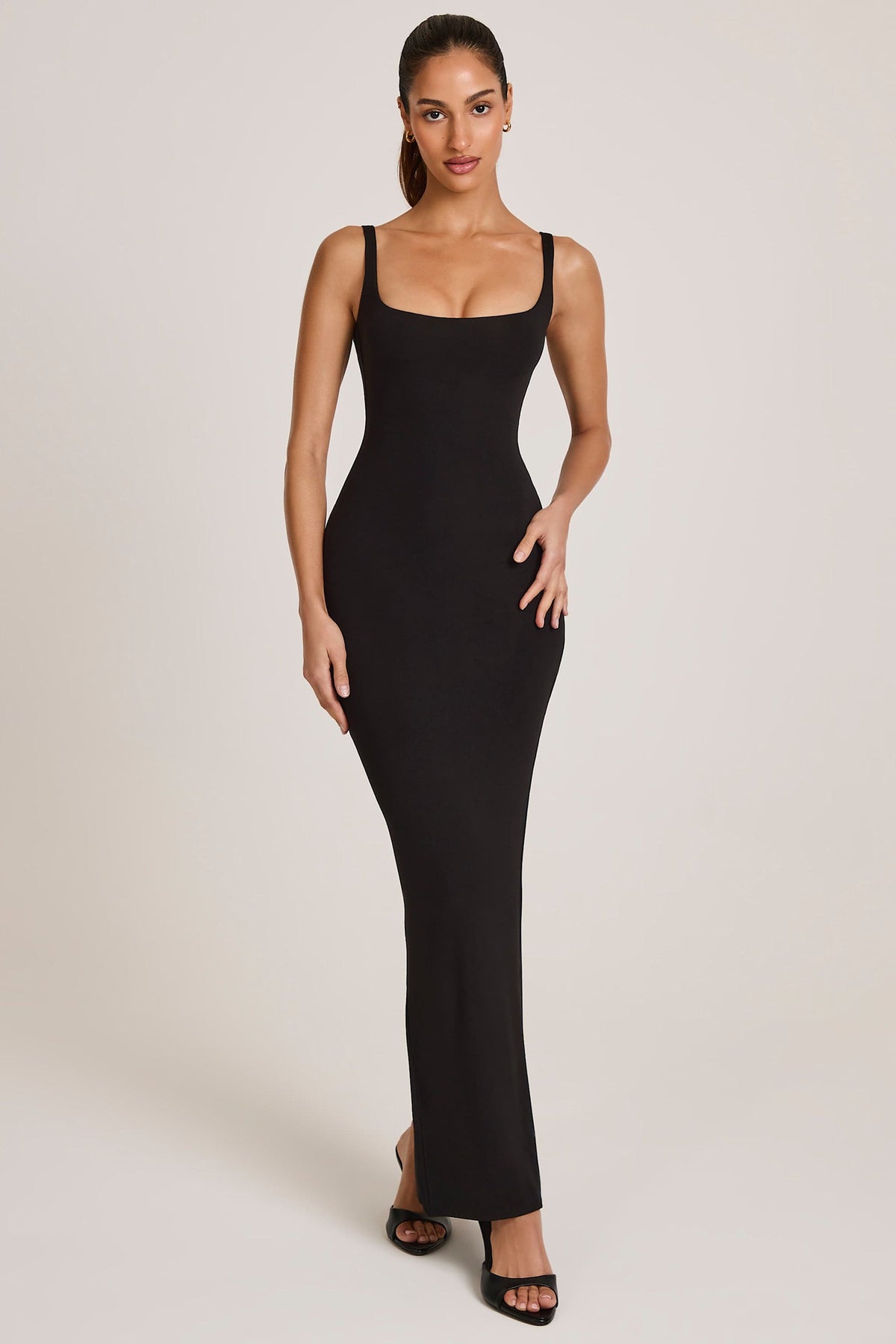 Belavie Soreie Modal Square Neck Maxi Dress in Black