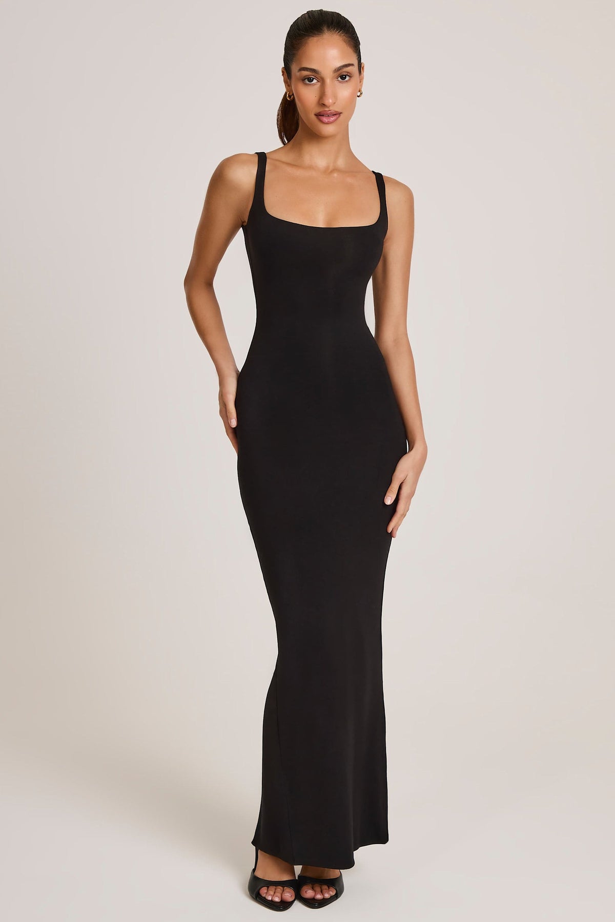 Belavie Soreie Modal Square Neck Maxi Dress in Black