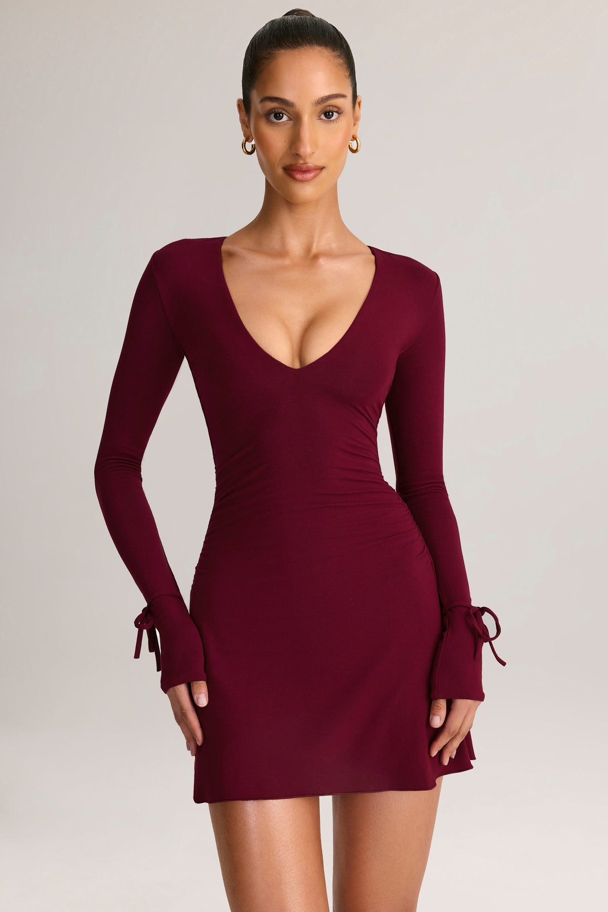 Belavie Iskre Modal Long-Sleeve Mini Dress in Wine