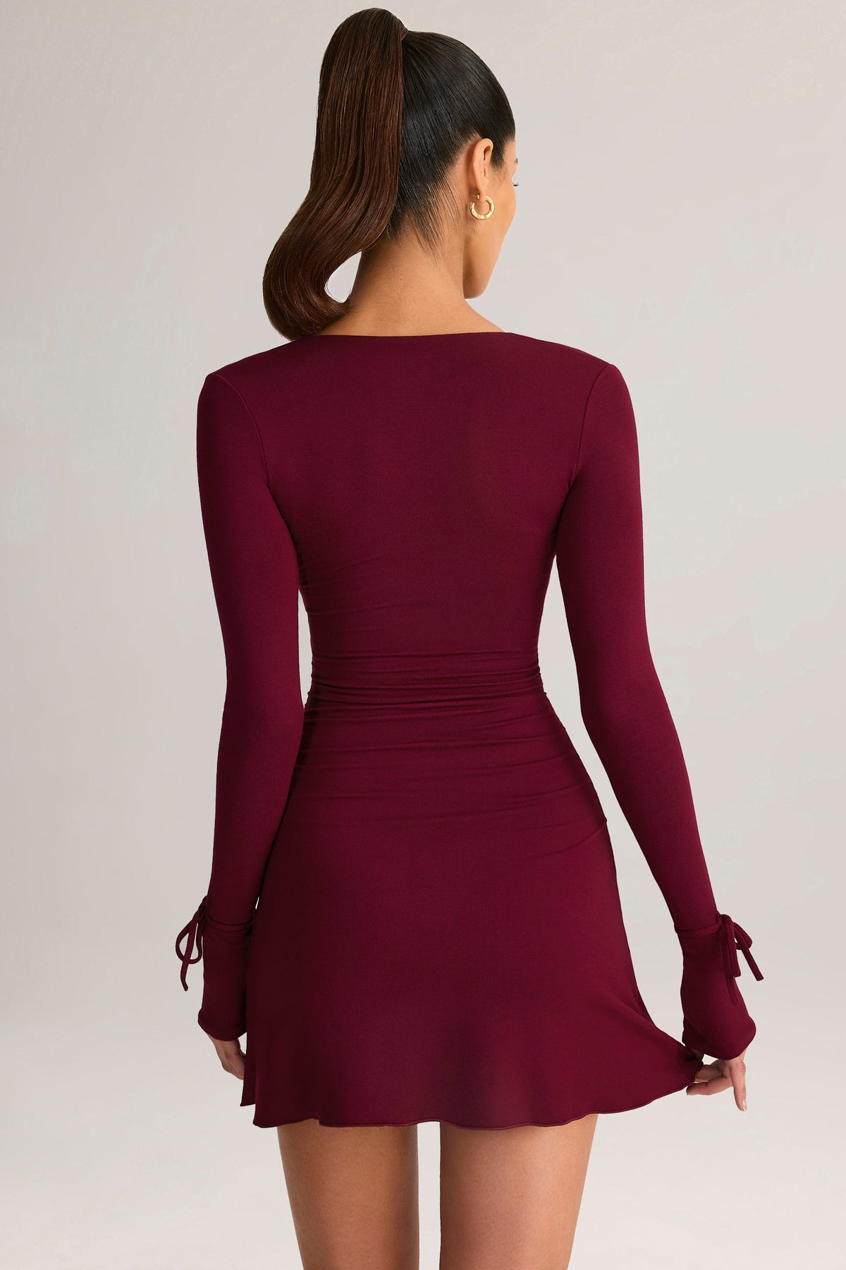 Belavie Iskre Modal Long-Sleeve Mini Dress in Wine