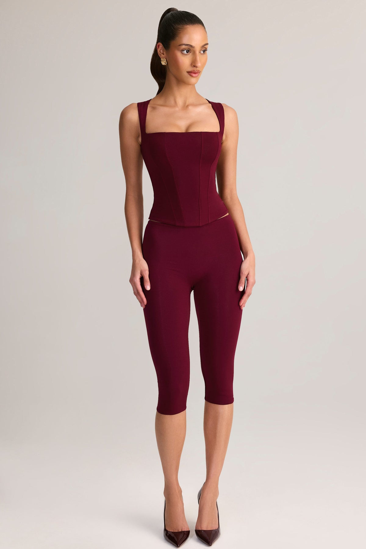 Belavie Vivea Modal Square-Neck Top in Wine