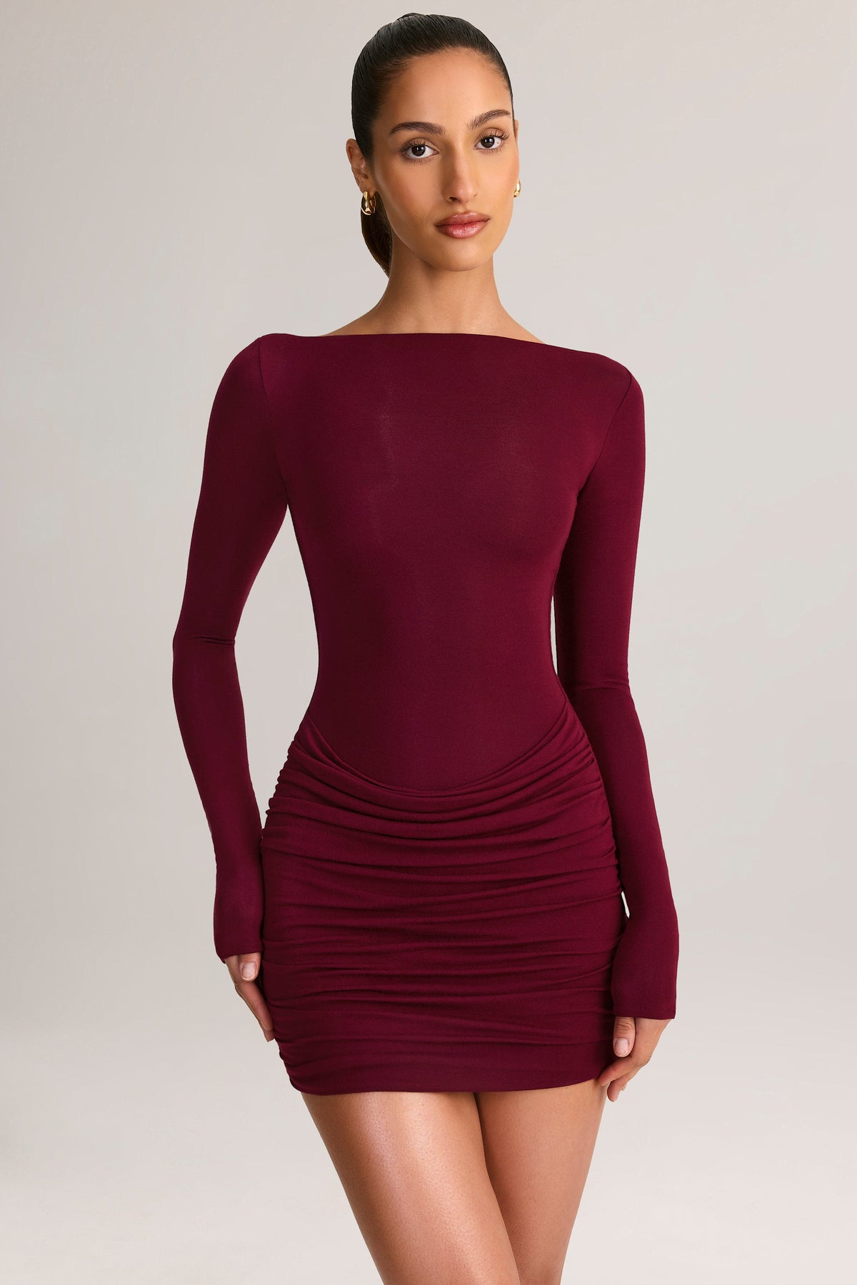 Belavie Eske Modal Long-Sleeve Mini Dress in Wine