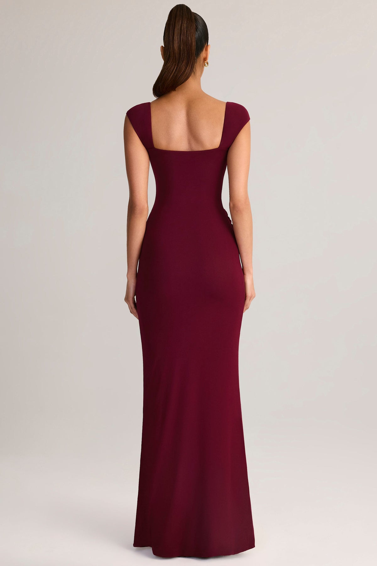 Belavie Elve Modal Sweetheart-Neck Cowl-Waist Maxi Dress in Wine