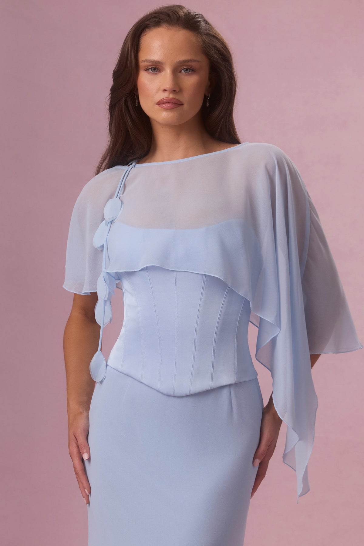 Belavie Veline Chiffon Cape in Sky Blue