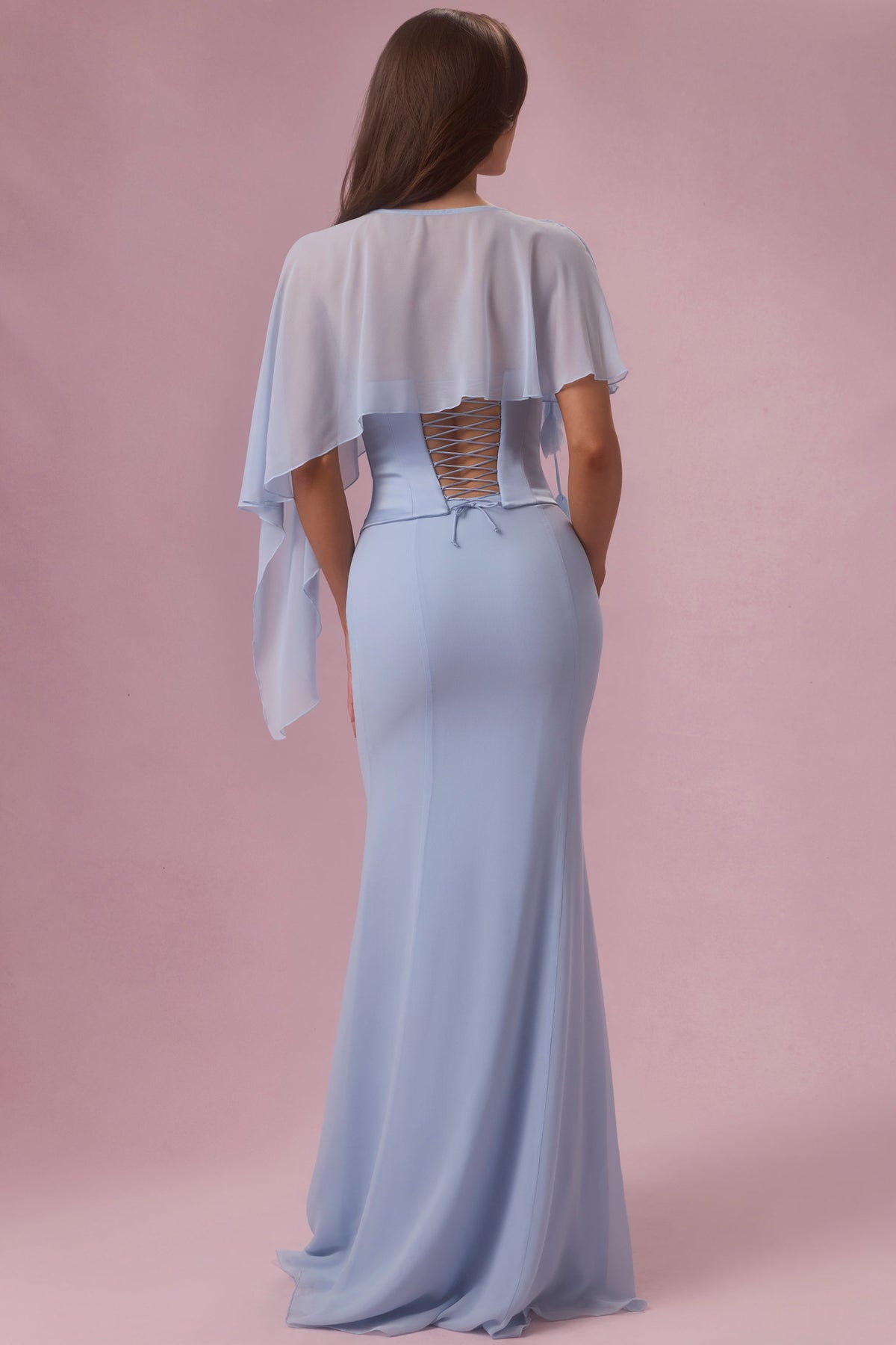 Belavie Veline Chiffon Cape in Sky Blue