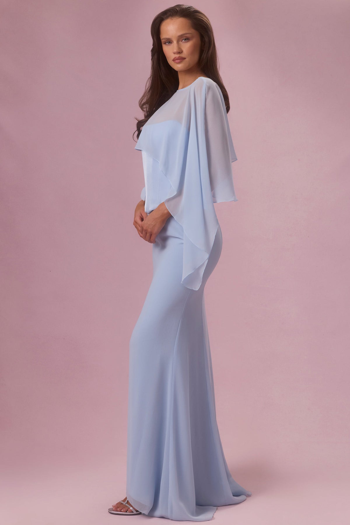 Belavie Veline Chiffon Cape in Sky Blue
