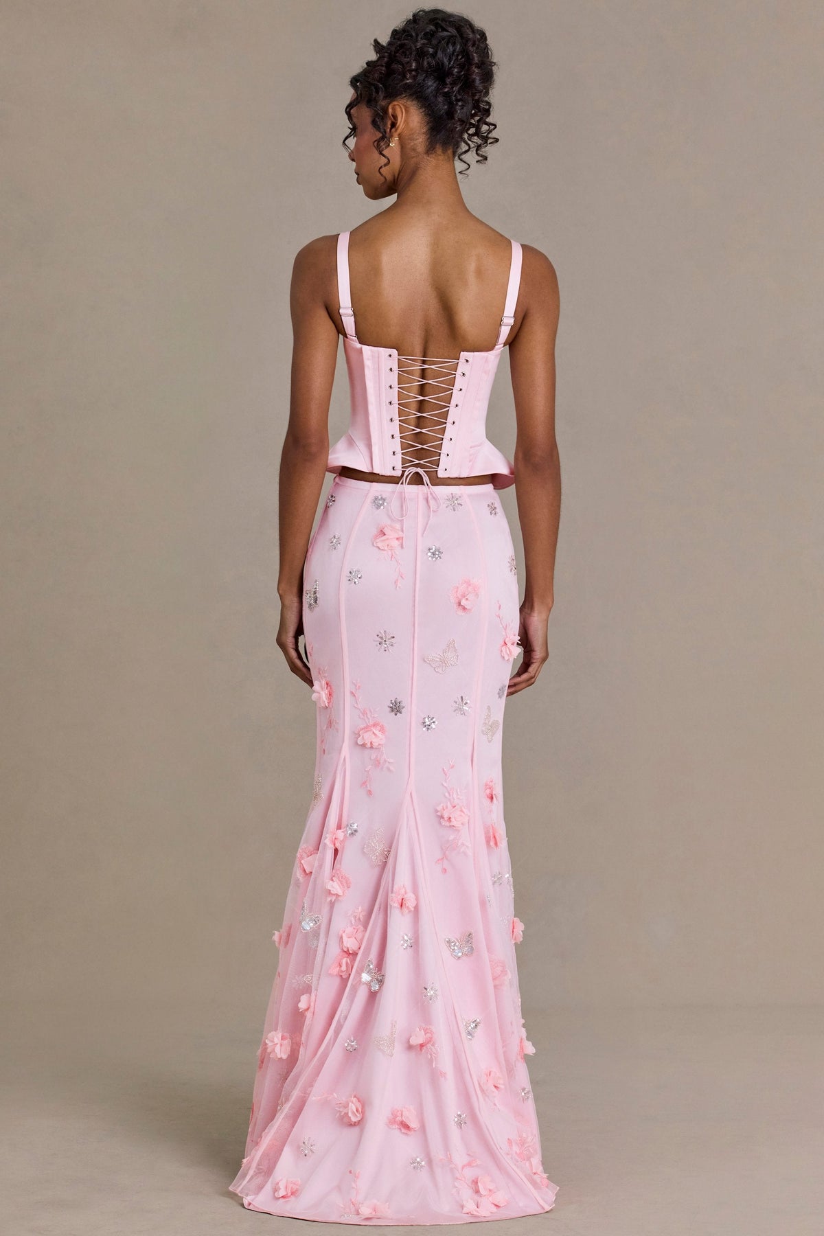 Belavie Embellished Tulle Skirt in Baby Pink