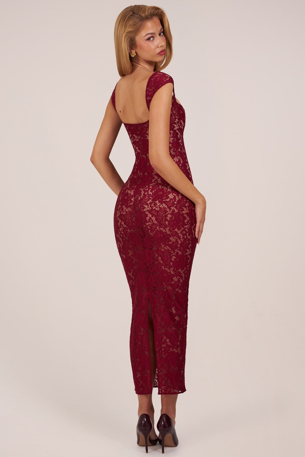 Belavie Sweetheart-Neck Maxi Dress in Wine