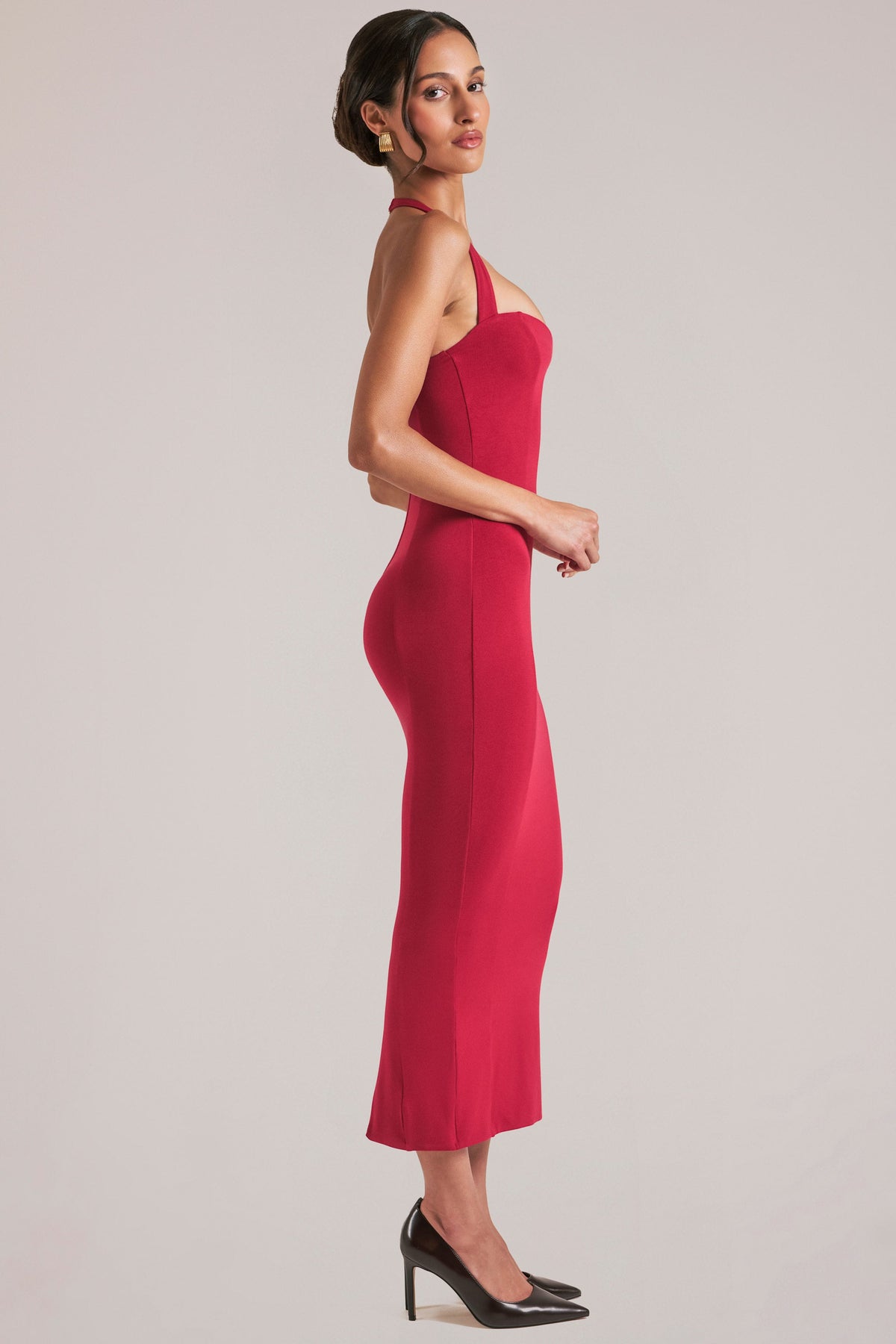 Belavie Halterneck Midaxi Dress in Cherry Red