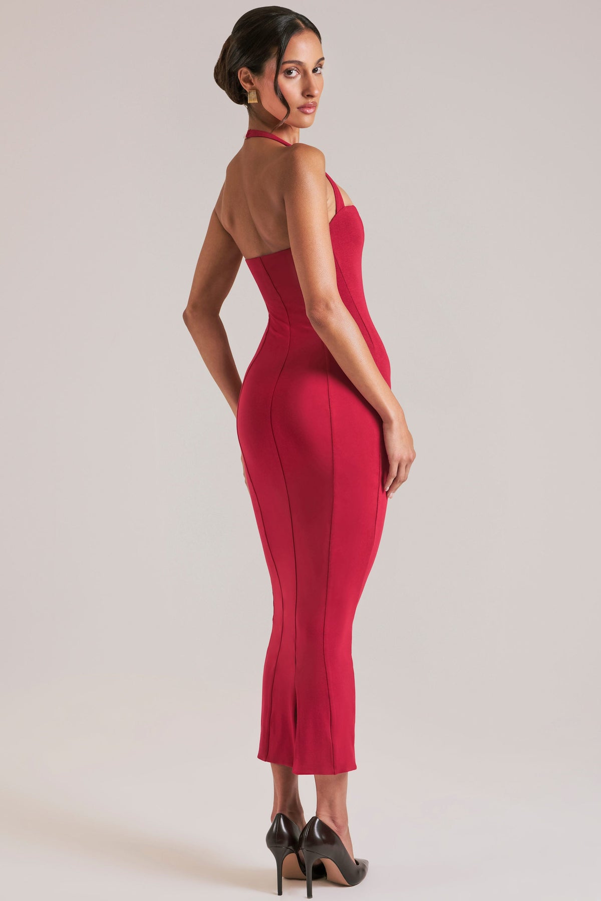 Belavie Halterneck Midaxi Dress in Cherry Red