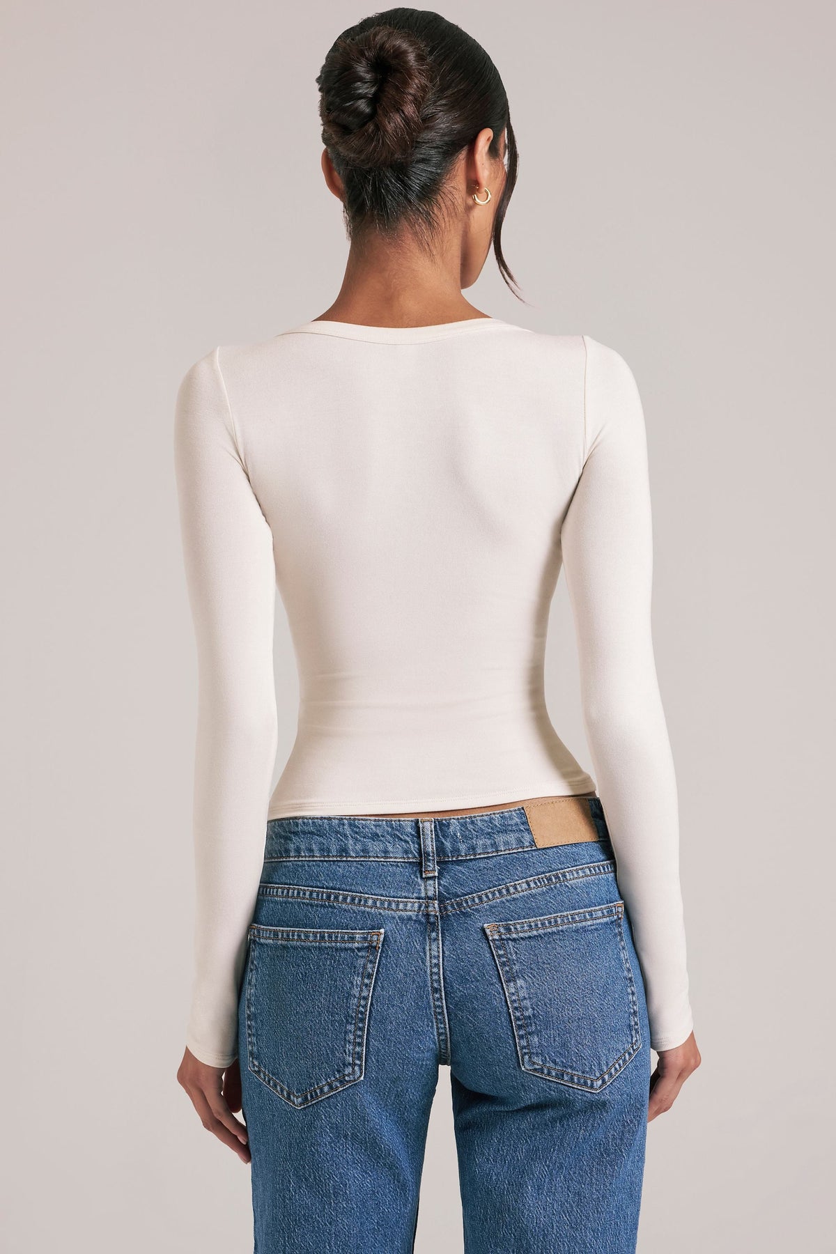 Belavie V-Neck Long-Sleeve Top in Vanilla