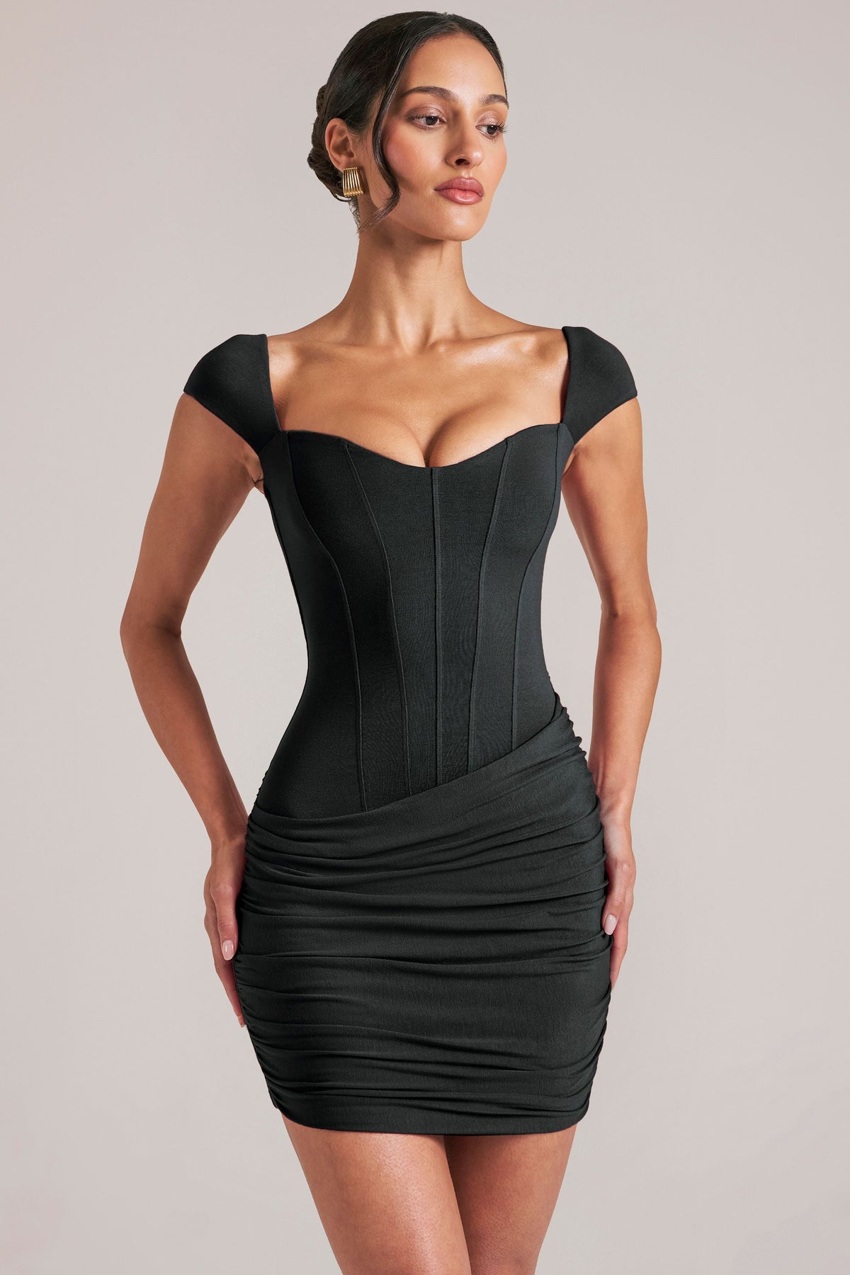 Belavie Sweetheart Neckline Mini Dress in Black