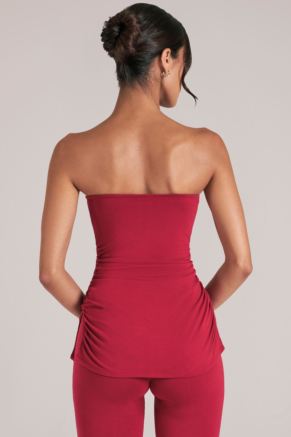 Belavie Bandeau Longline Top in Cherry Red