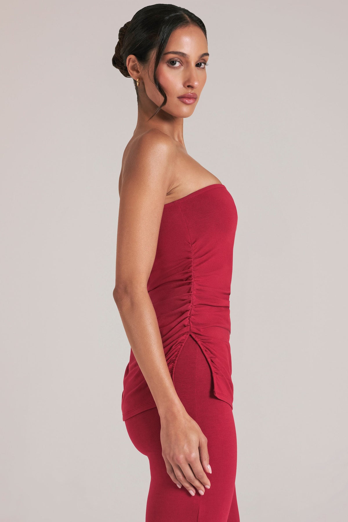 Belavie Bandeau Longline Top in Cherry Red