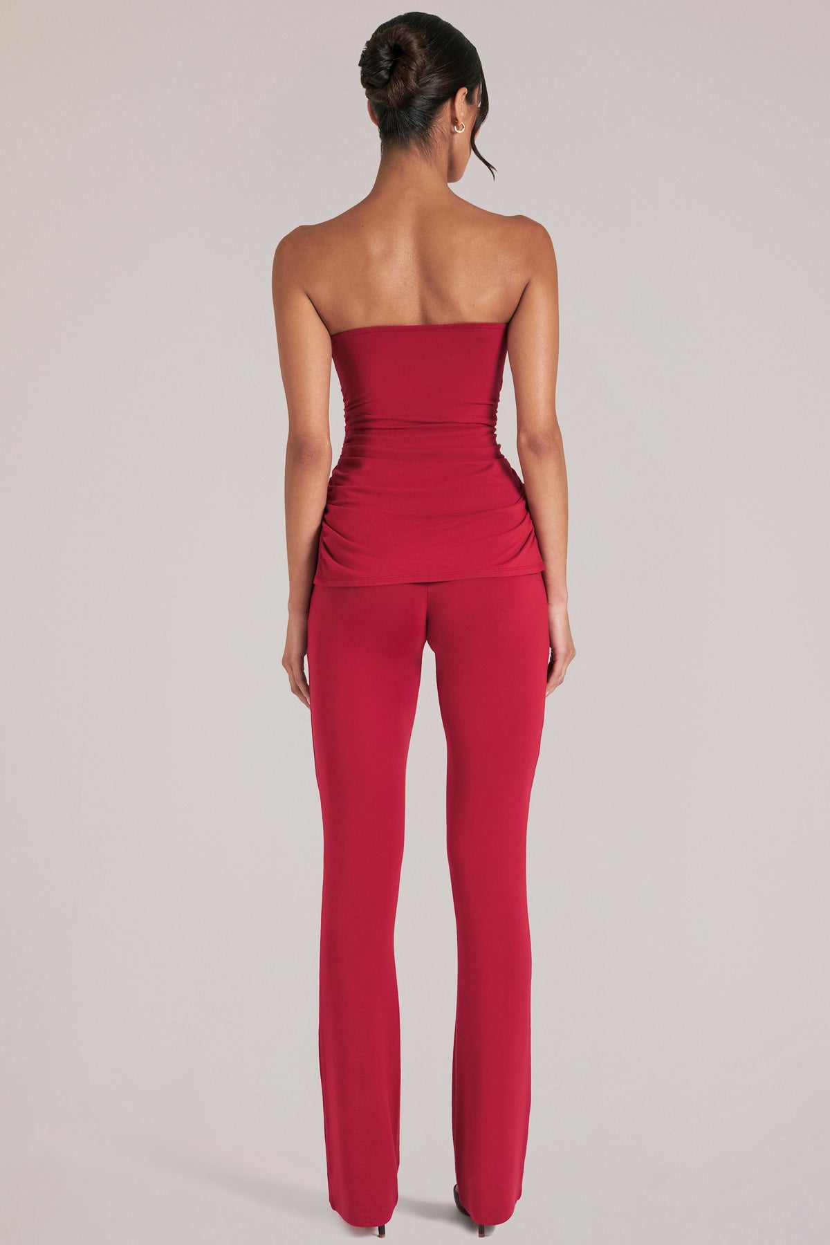 Belavie Mid-Rise Fitted Trousers in Cherry Red