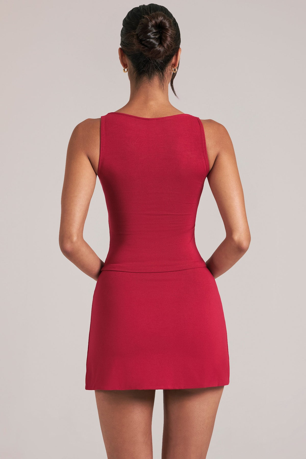 Belavie Square-Neck Top in Cherry Red