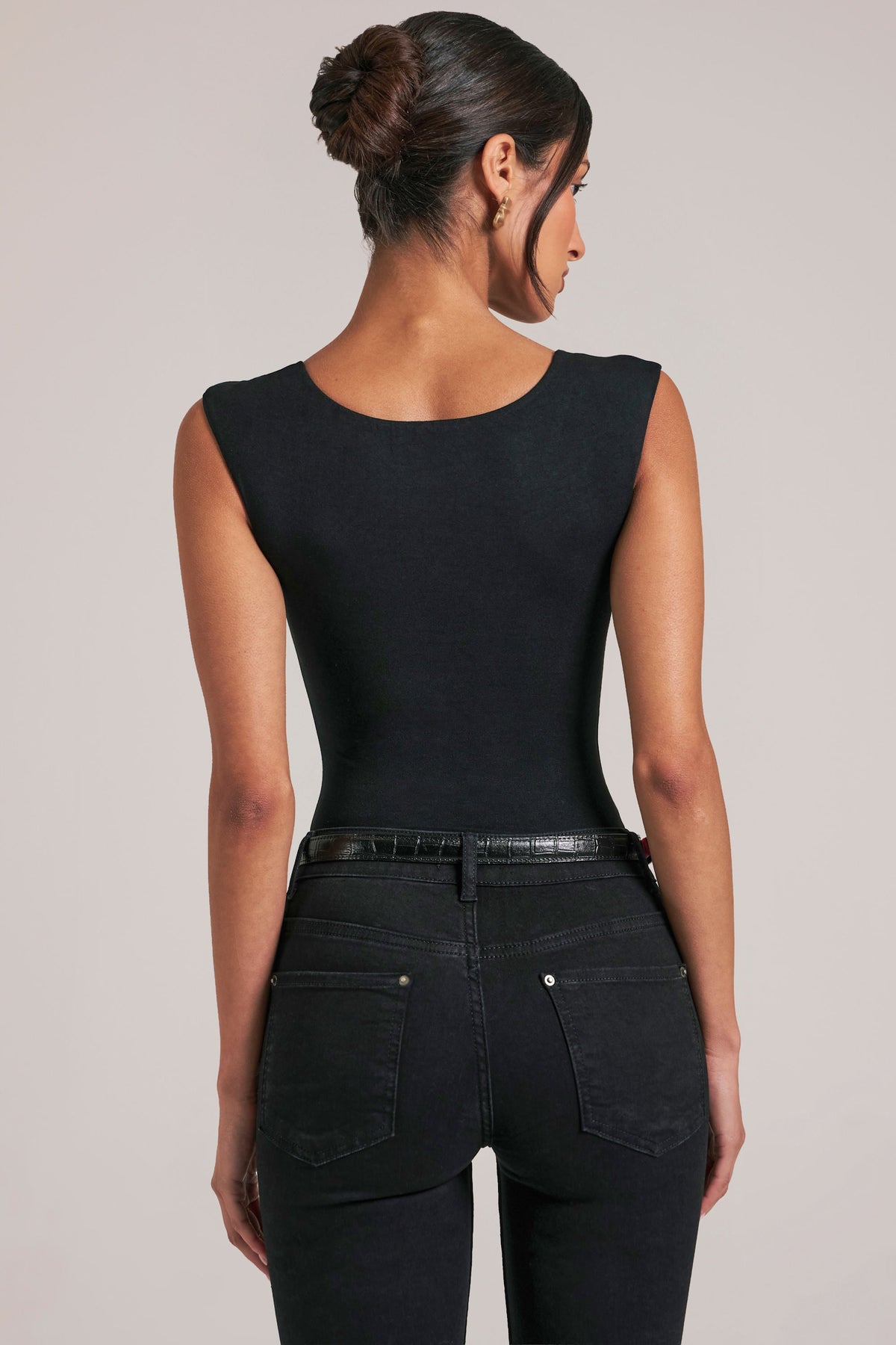 Belavie Sweetheart-Neck Bodysuit in Black