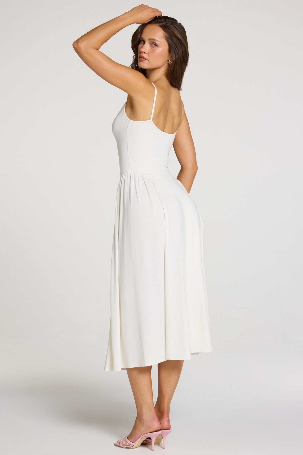 Belavie Livie Modal Lace-Trim Midaxi Dress in White