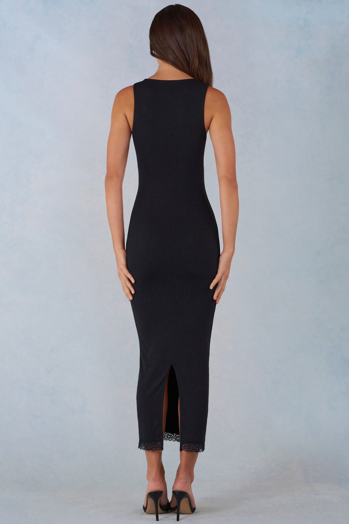 Belavie Sorella Modal Lace-Trim Midaxi Dress in Black