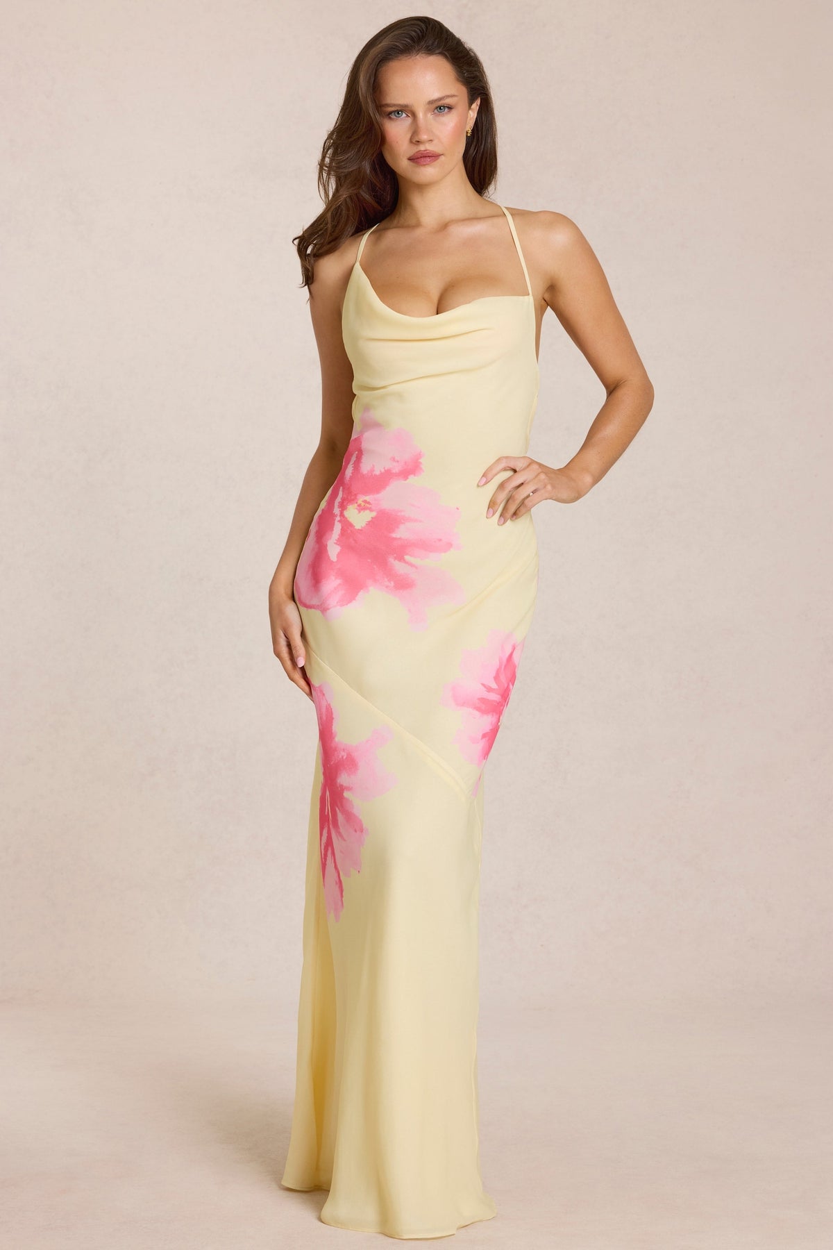 Belavie Fioran Chiffon Maxi Dress in Yellow Floral Print