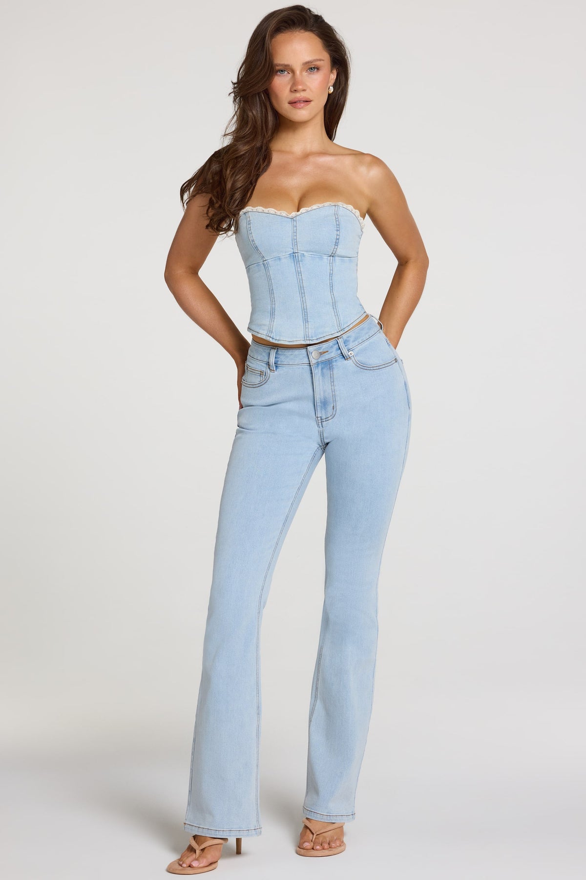 Belavie Odesse Mid-Rise Bootcut Jeans in Light Denim