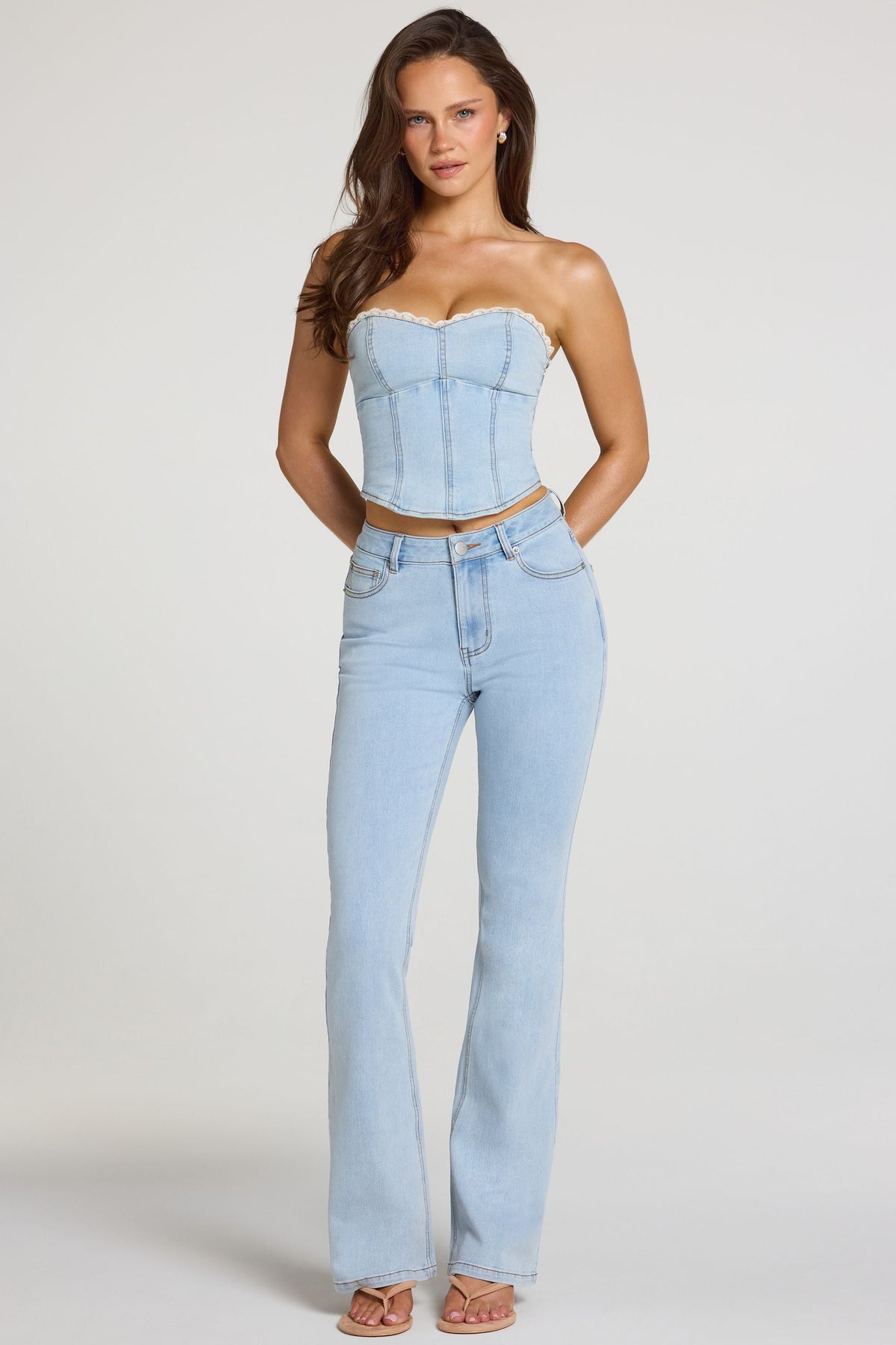Belavie Odesse Mid-Rise Bootcut Jeans in Light Denim