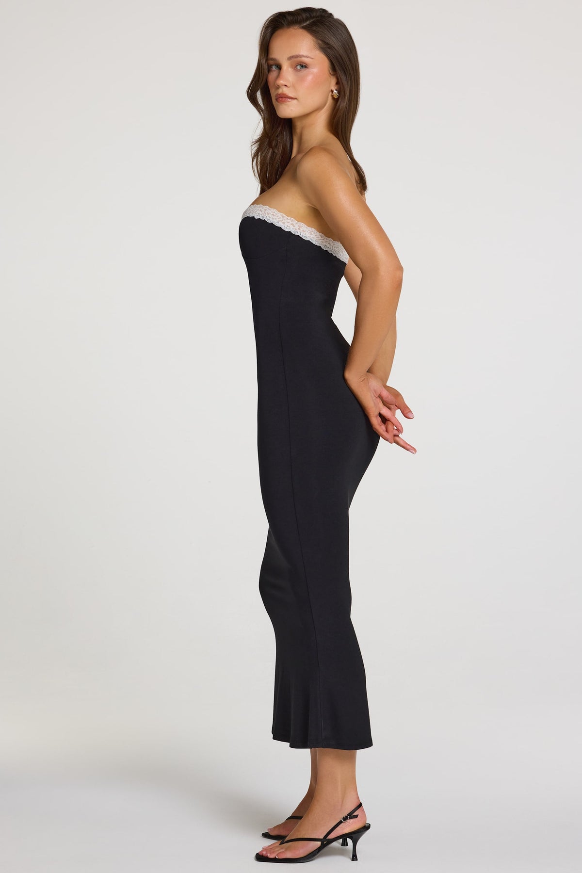 Belavie Winslat Modal Lace-Trim Midaxi Dress in Black