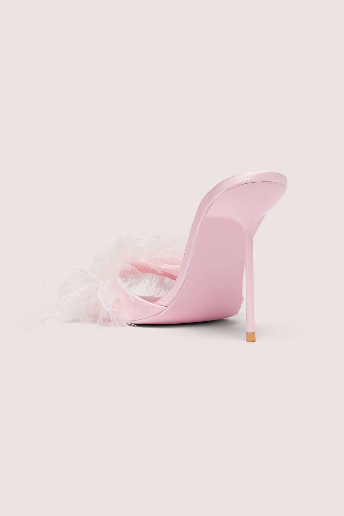 Belavie Kirlie Feathered Satin Heeled Mule in Blossom Pink