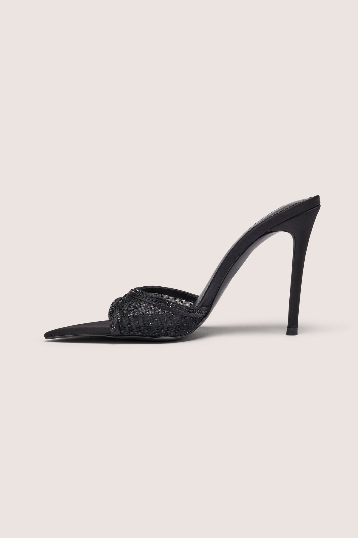 Belavie Vianna Embellished Satin Heeled Mule in Black