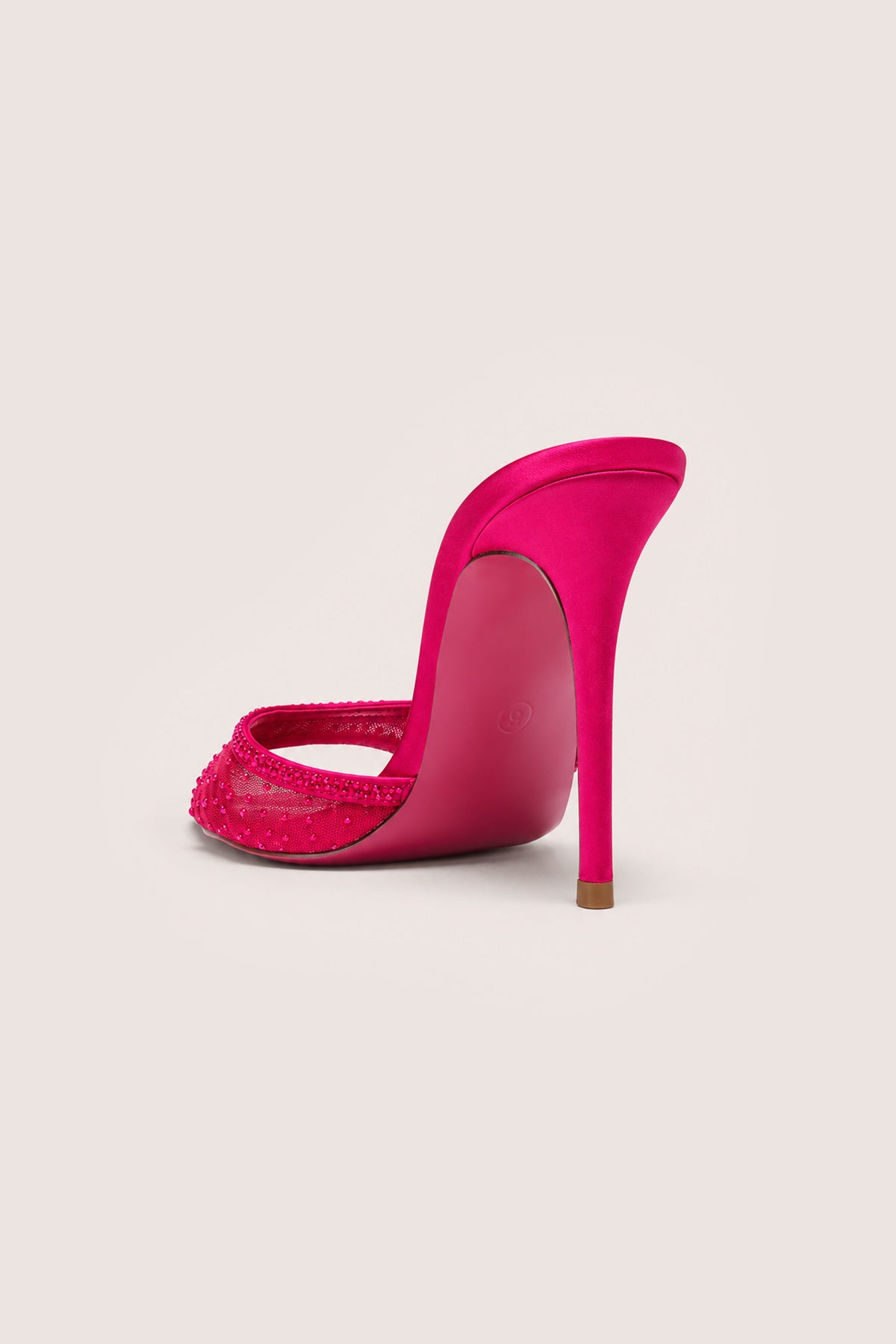 Belavie Vianna Embellished Satin Heeled Mule in Fuchsia Pink