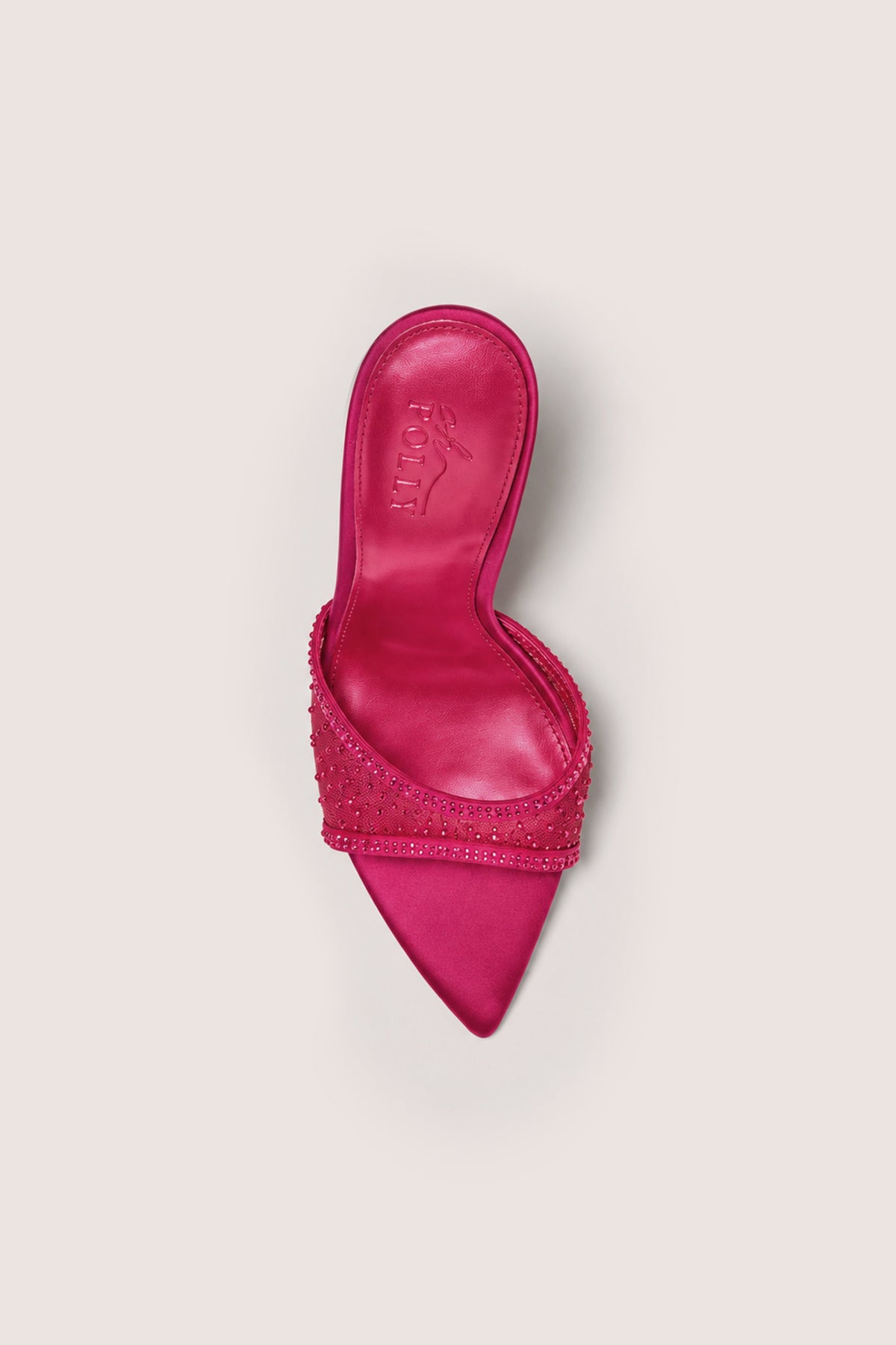 Belavie Vianna Embellished Satin Heeled Mule in Fuchsia Pink