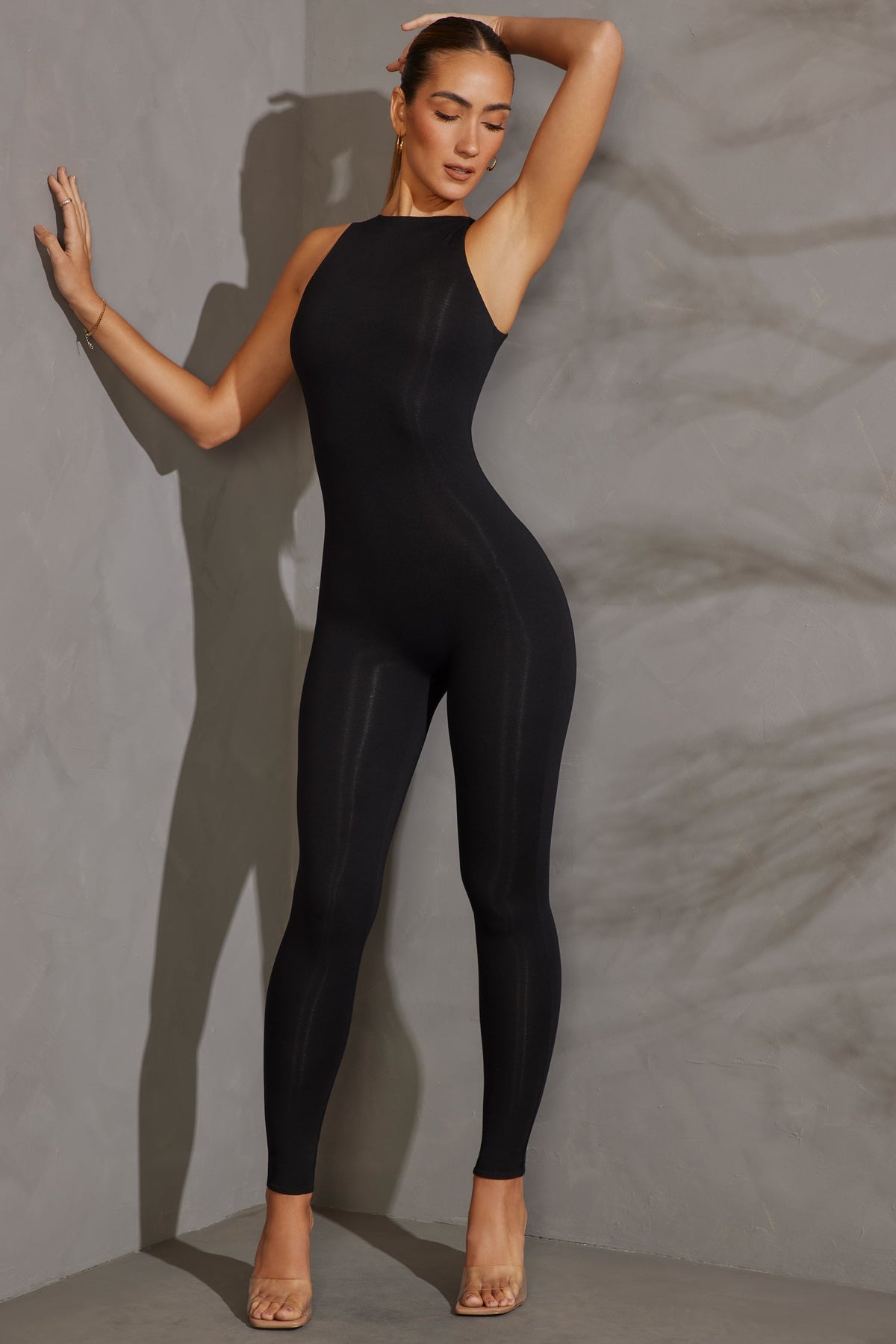 Belavie Vide Racer Neck Jumpsuit in Black