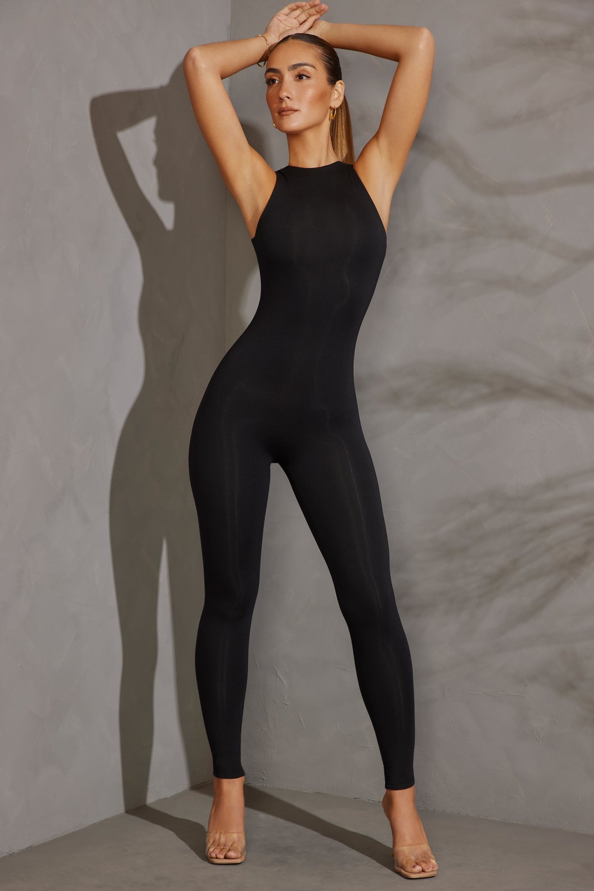 Belavie Vide Racer Neck Jumpsuit in Black