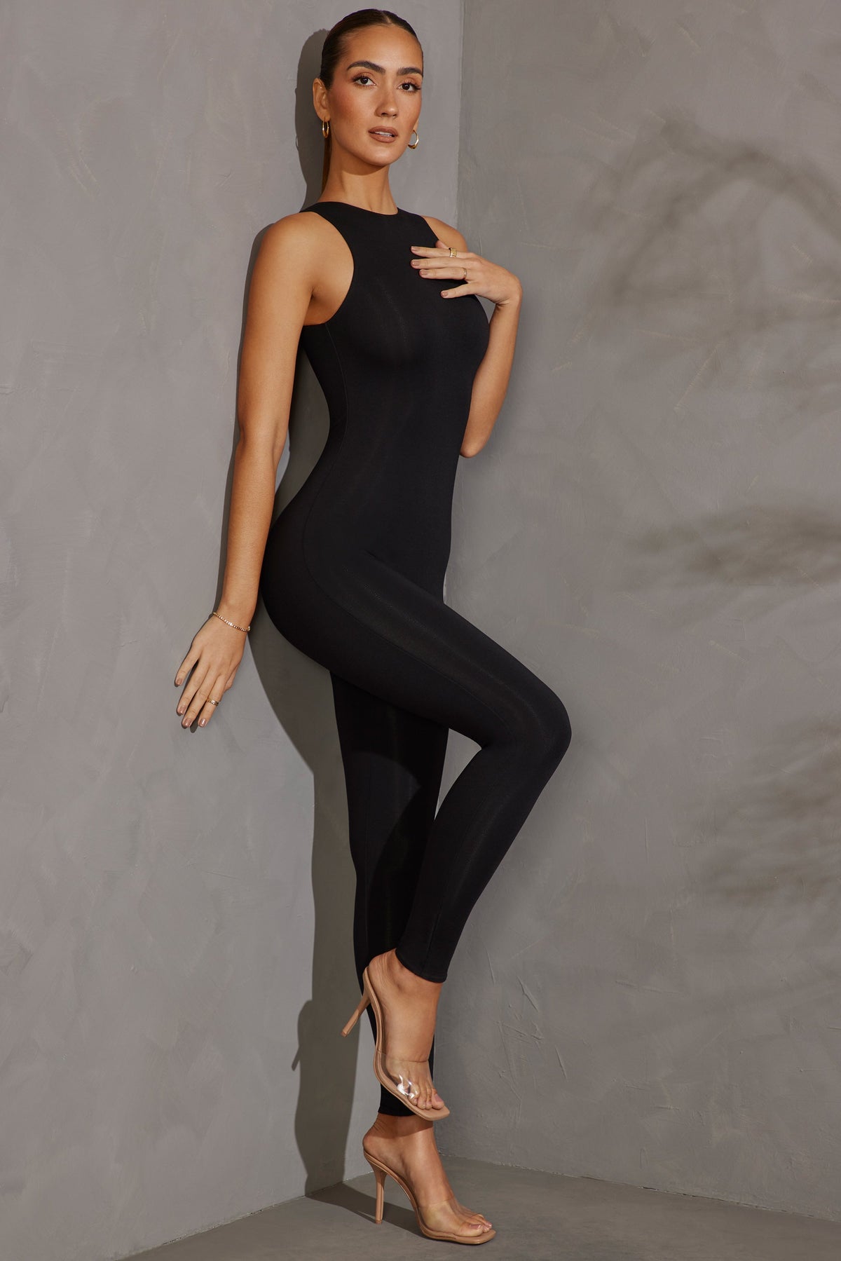 Belavie Vide Racer Neck Jumpsuit in Black