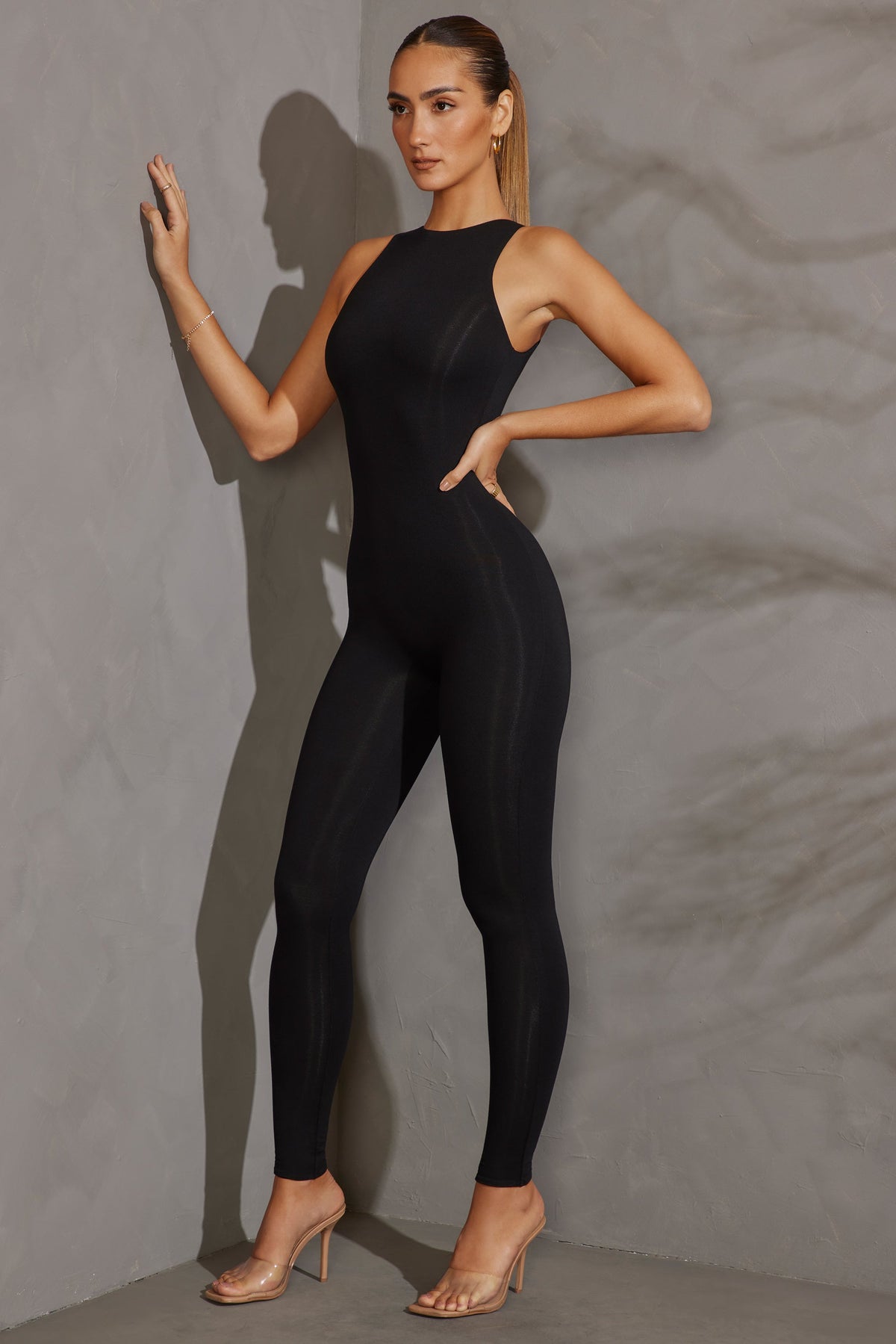 Belavie Vide Racer Neck Jumpsuit in Black