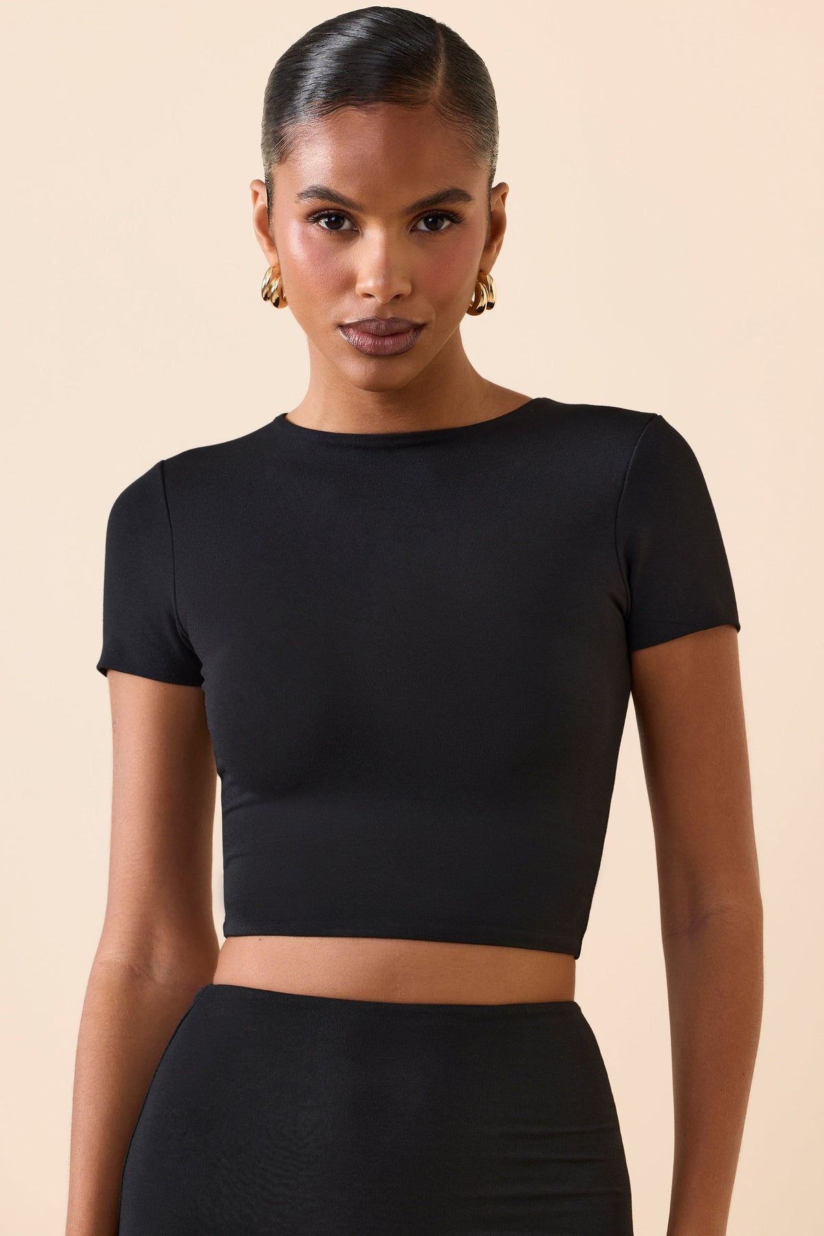 Belavie Myarea Cap Sleeve Crop Top in Black
