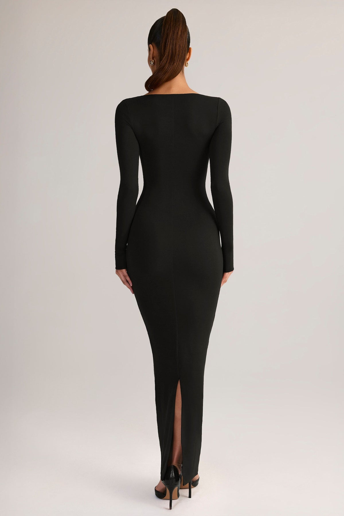 Belavie Lox Modal Square-Neck Bodycon Maxi Dress in Black