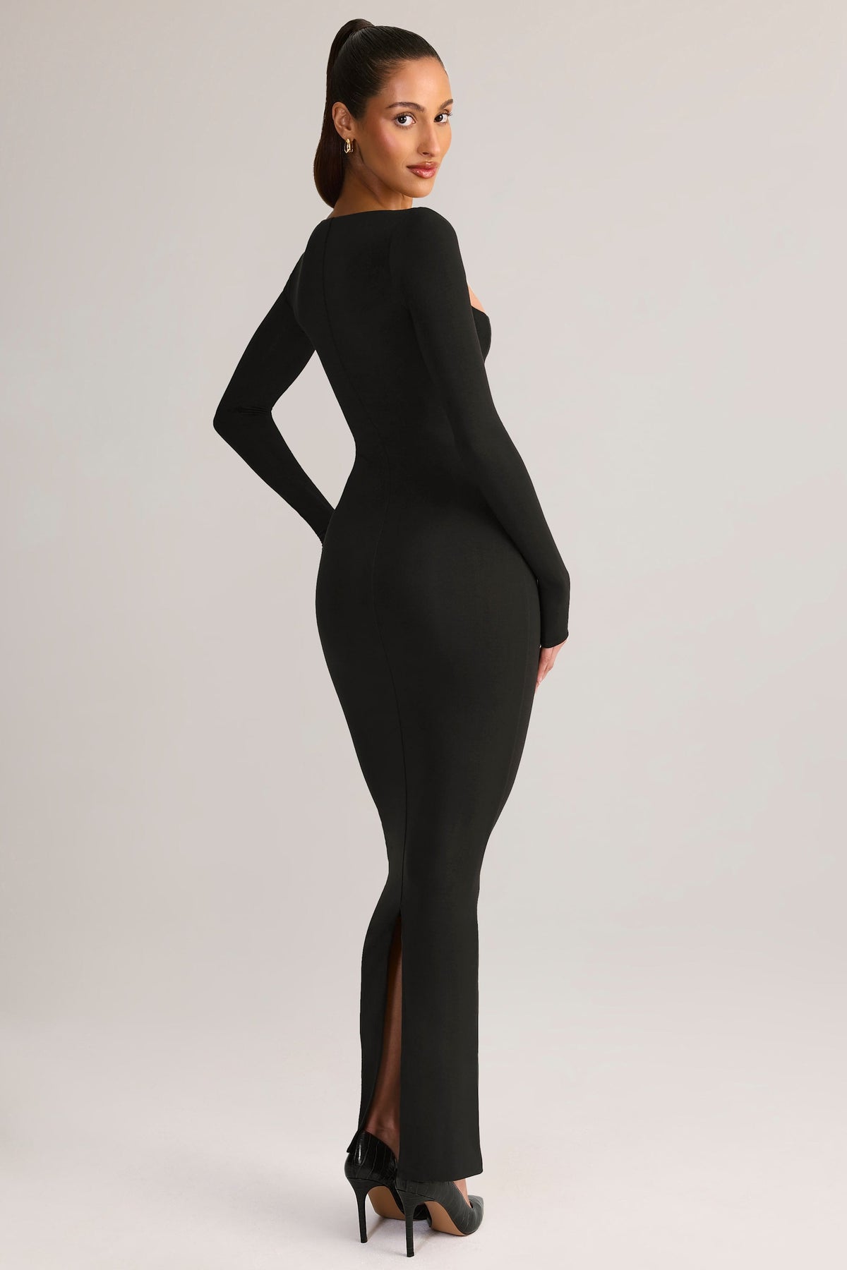 Belavie Lox Modal Square-Neck Bodycon Maxi Dress in Black