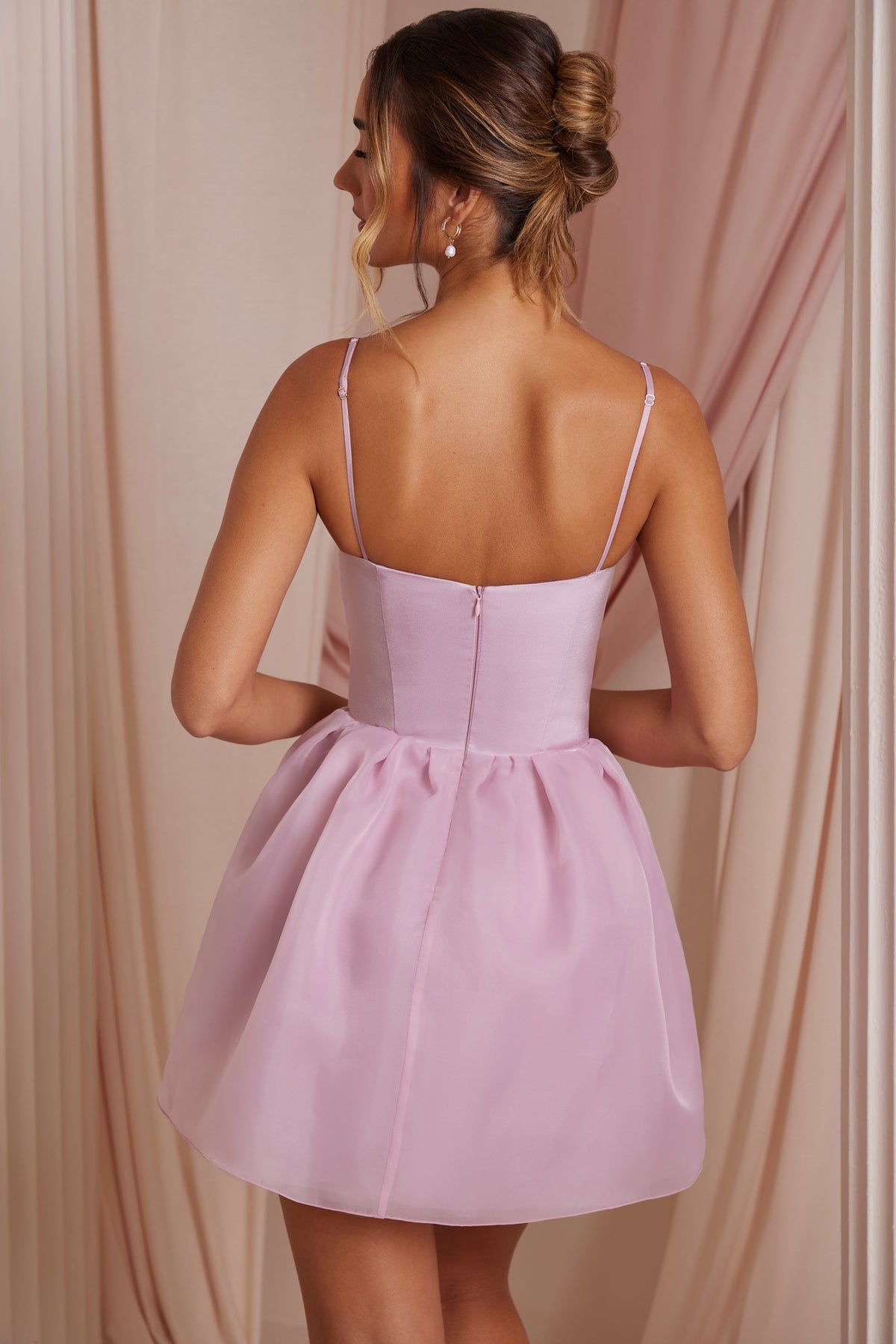 Belavie Floriana Tulle Skirt Corset Mini Dress in Dusty Pink
