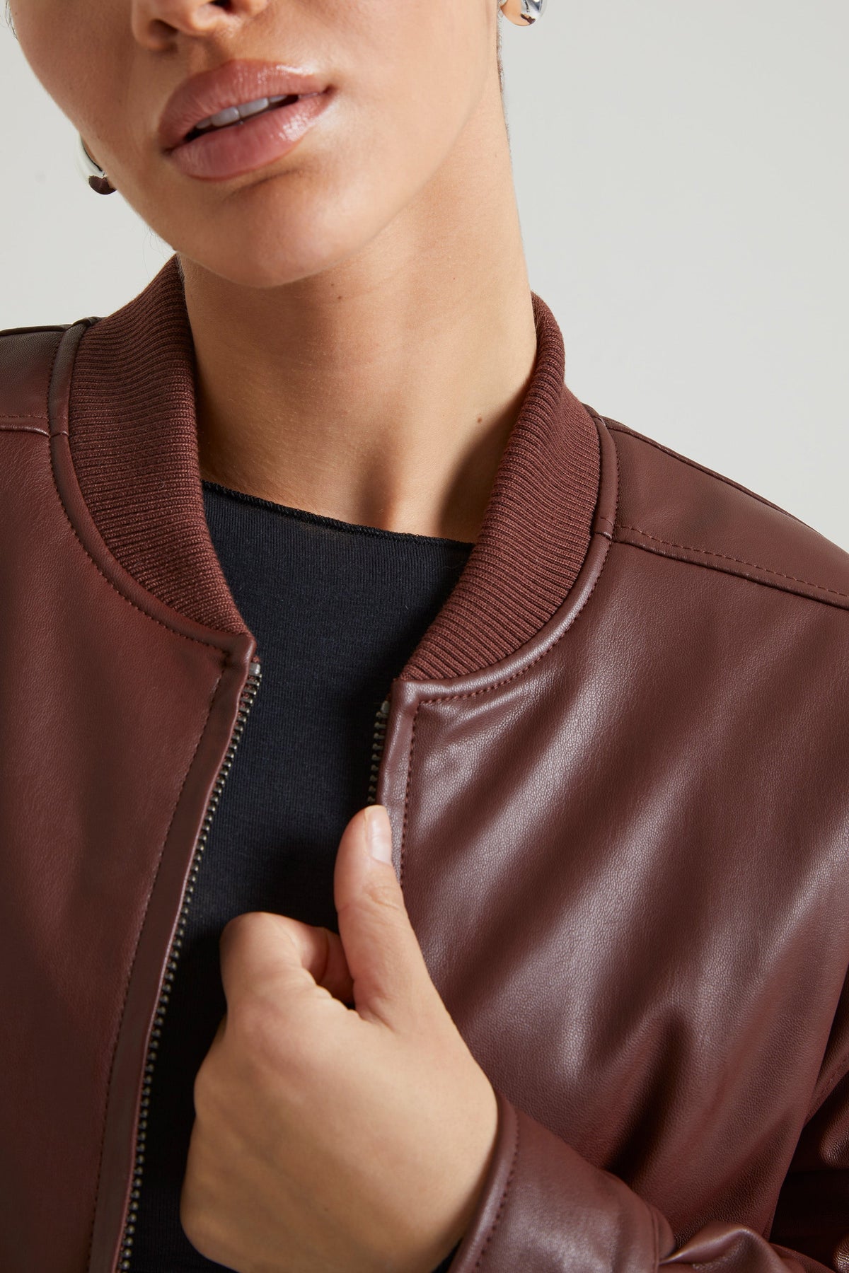 Belavie Mapla Faux Leather Jacket in Brown