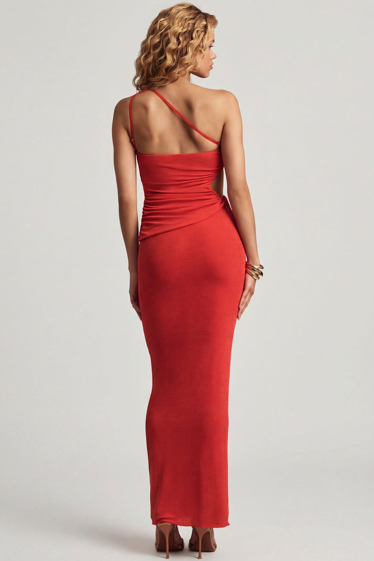 Belavie Elene Textured Jersey Low-Rise Maxi Skirt in Chilli Red