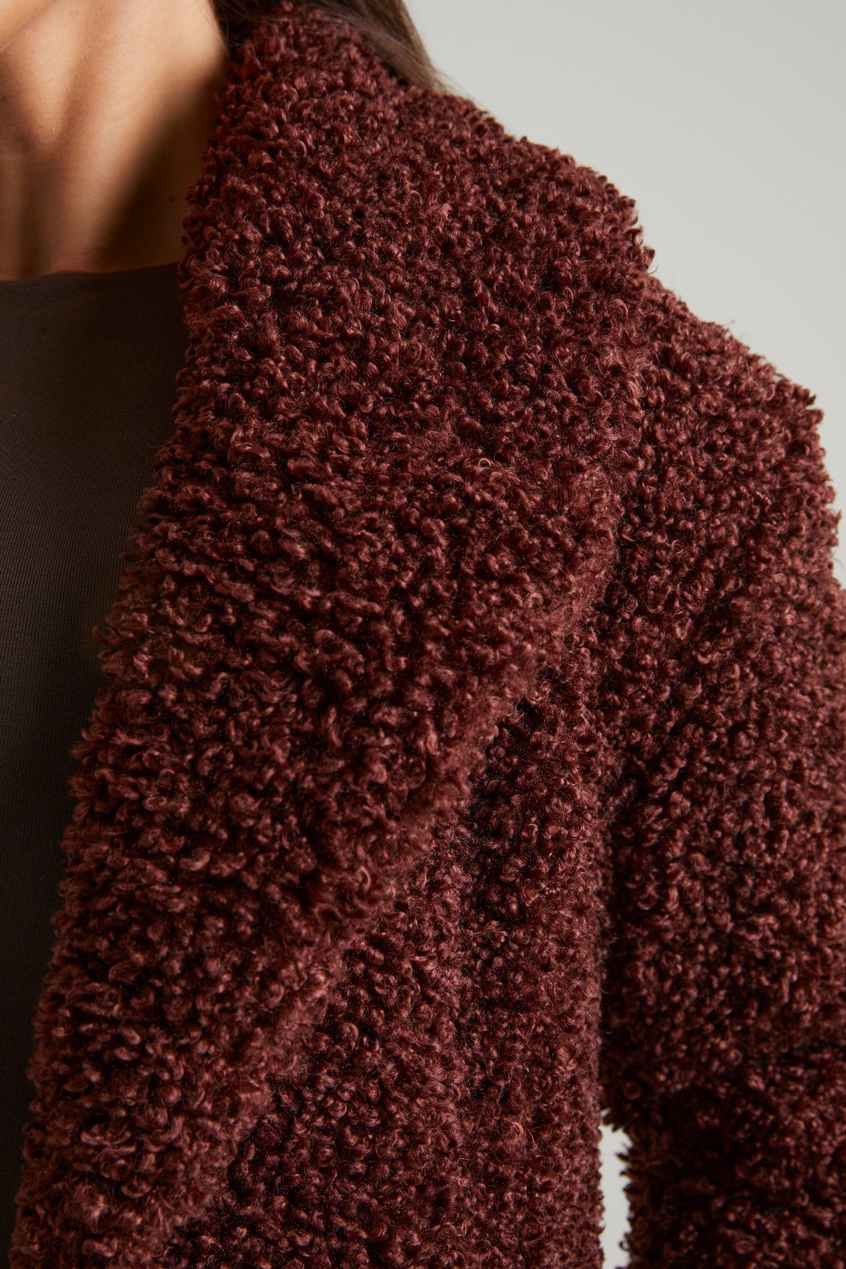 Belavie Alaske Long Shearling Coat in Brown