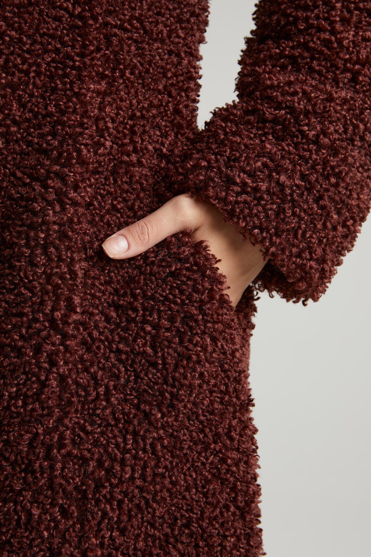 Belavie Alaske Long Shearling Coat in Brown